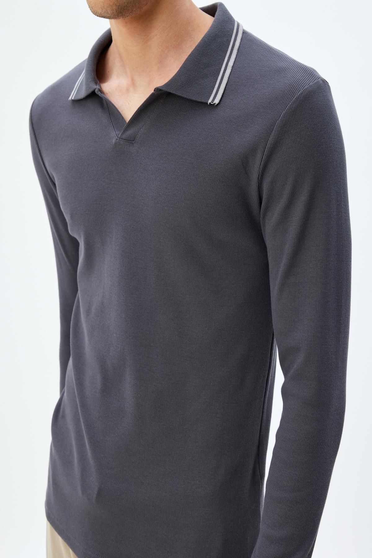 تیشرت مردانه خاکستری کوتون | 5WAM10197HK اورجینال - تصویر 5