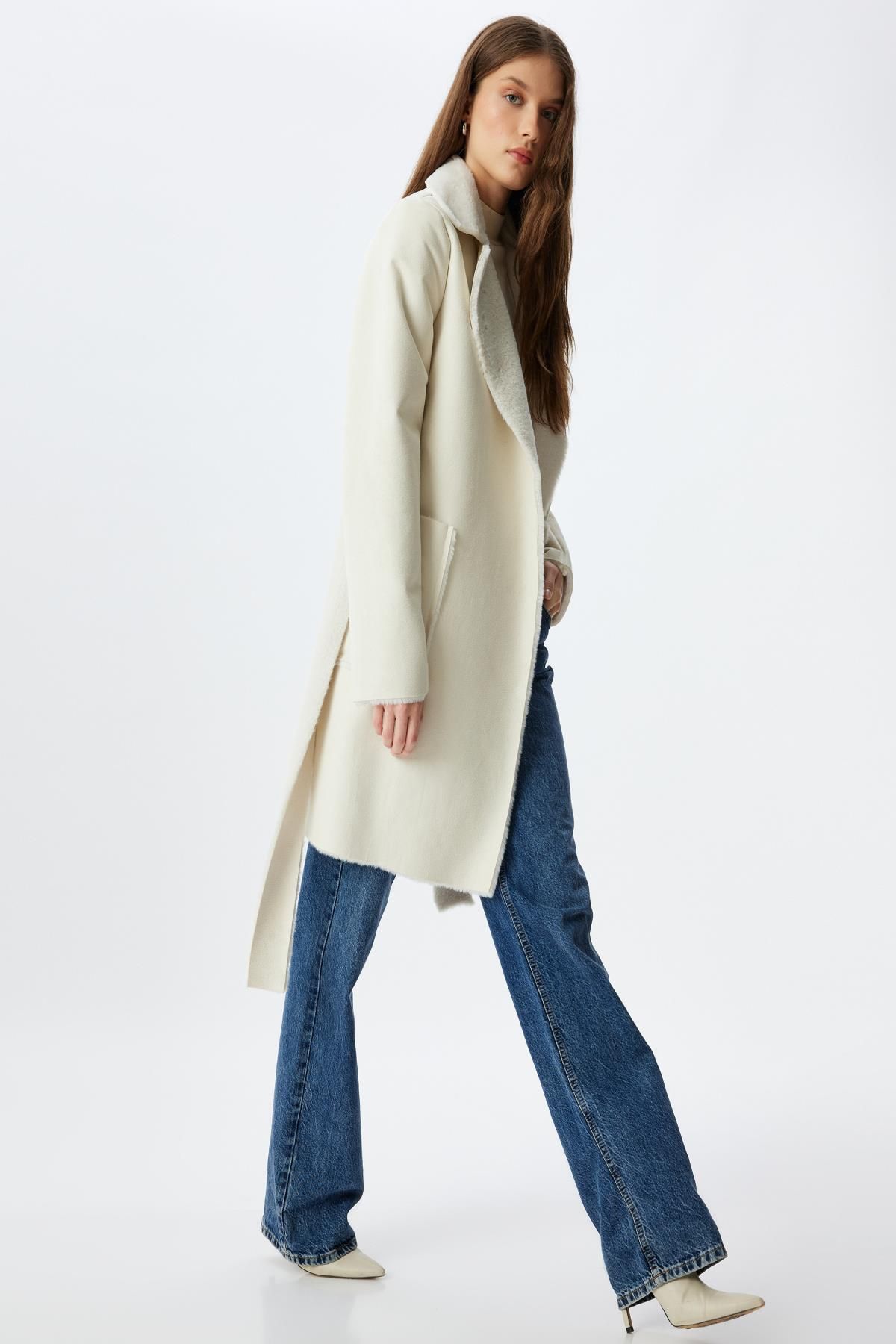 Koton Płaszcz Damski Off-white - 5wak00023ew Kobieta - 42