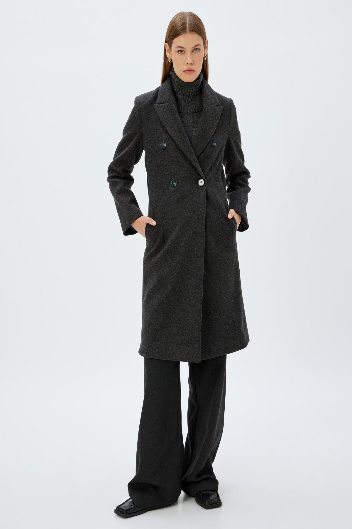 Koton  Antrasit Kadın Kaban 5WAK00032EW - Görsel 3