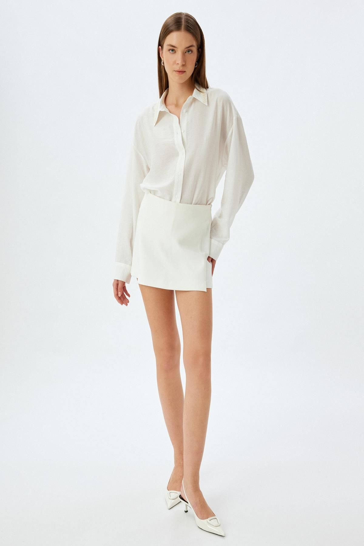 Koton-Off-White Women's Shirt 5Wak60038Ew 2