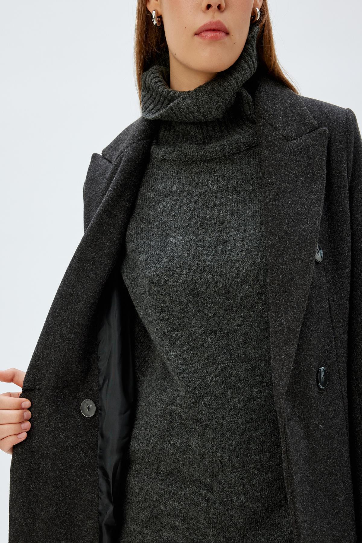 Koton  Antrasit Kadın Kaban 5WAK00032EW - Görsel 6