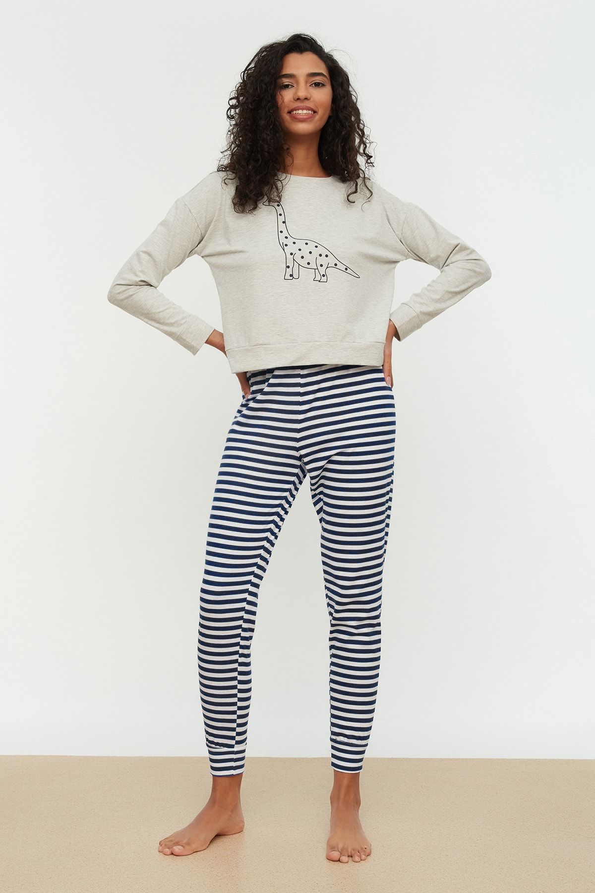 Trendyol Collection-Cotton Printed T-Shirt and Jogger Pajama Set - Thmaw21Pt0240 2