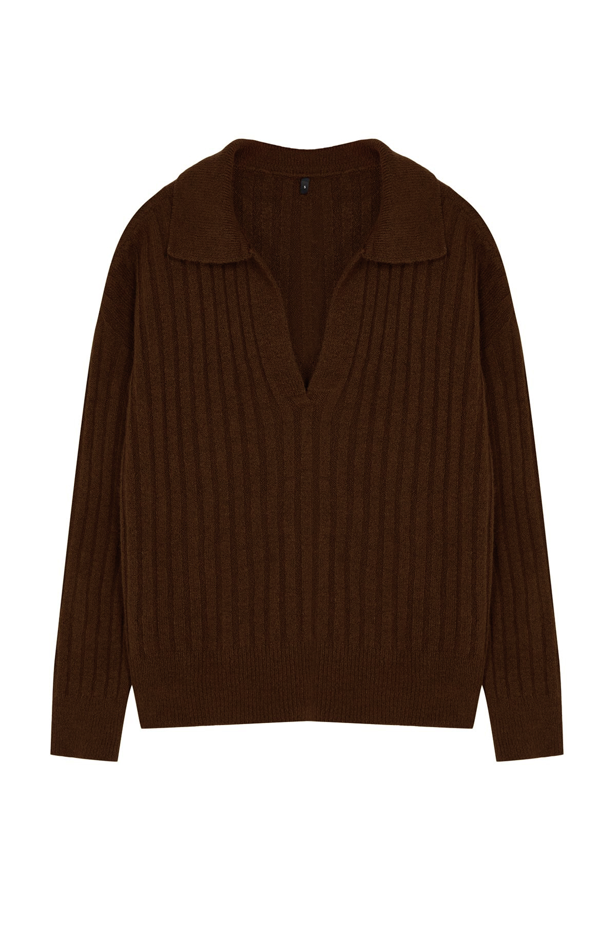 Trendyolmilla  Kahverengi Yumuşak Dokulu Polo Yaka Triko Kazak TWOAW24KZ00678 - Görsel 6