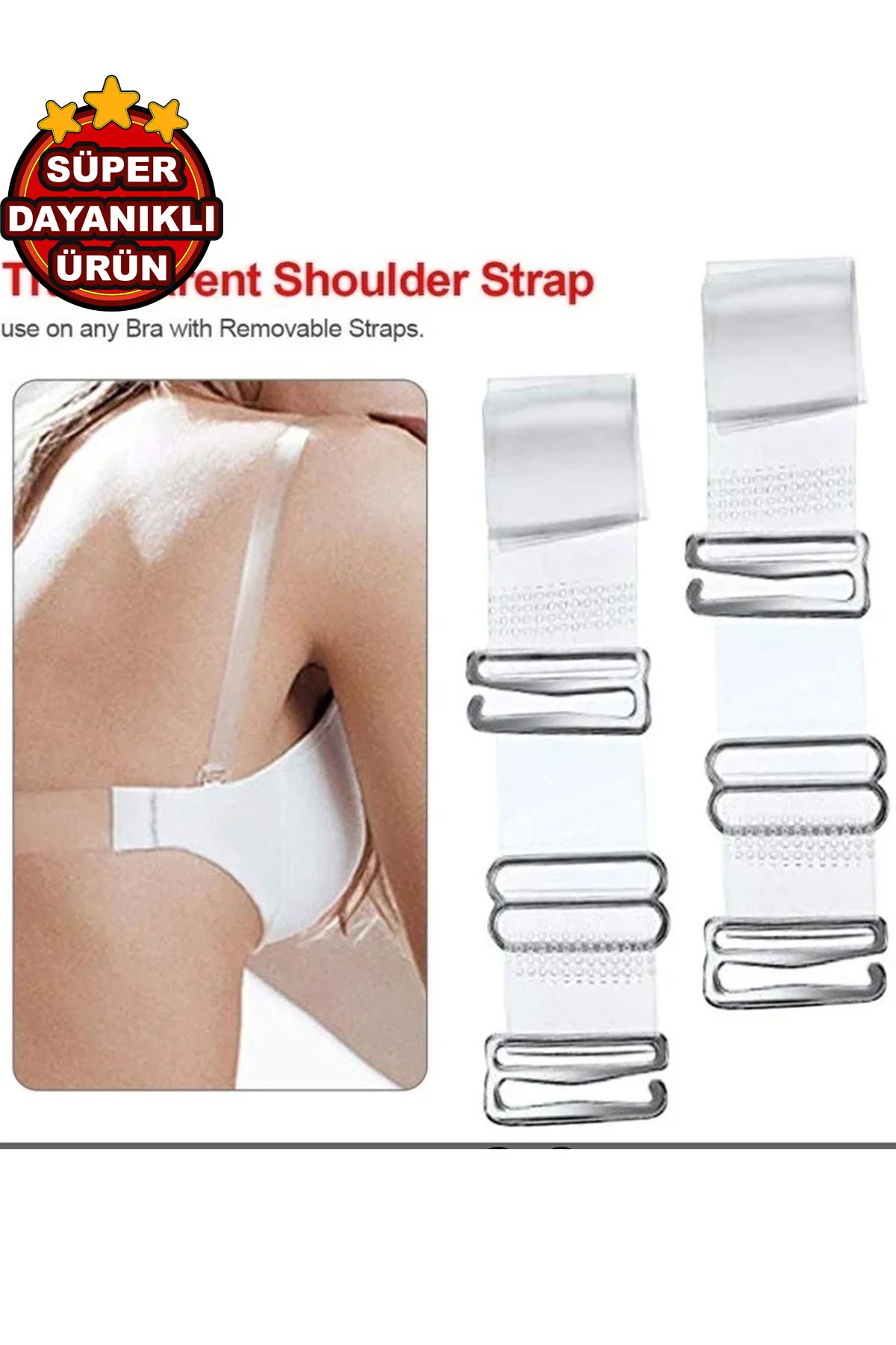 KEMSON-Metal End Transparent Bra Strap 2 Sets Invisible Bra Straps 1