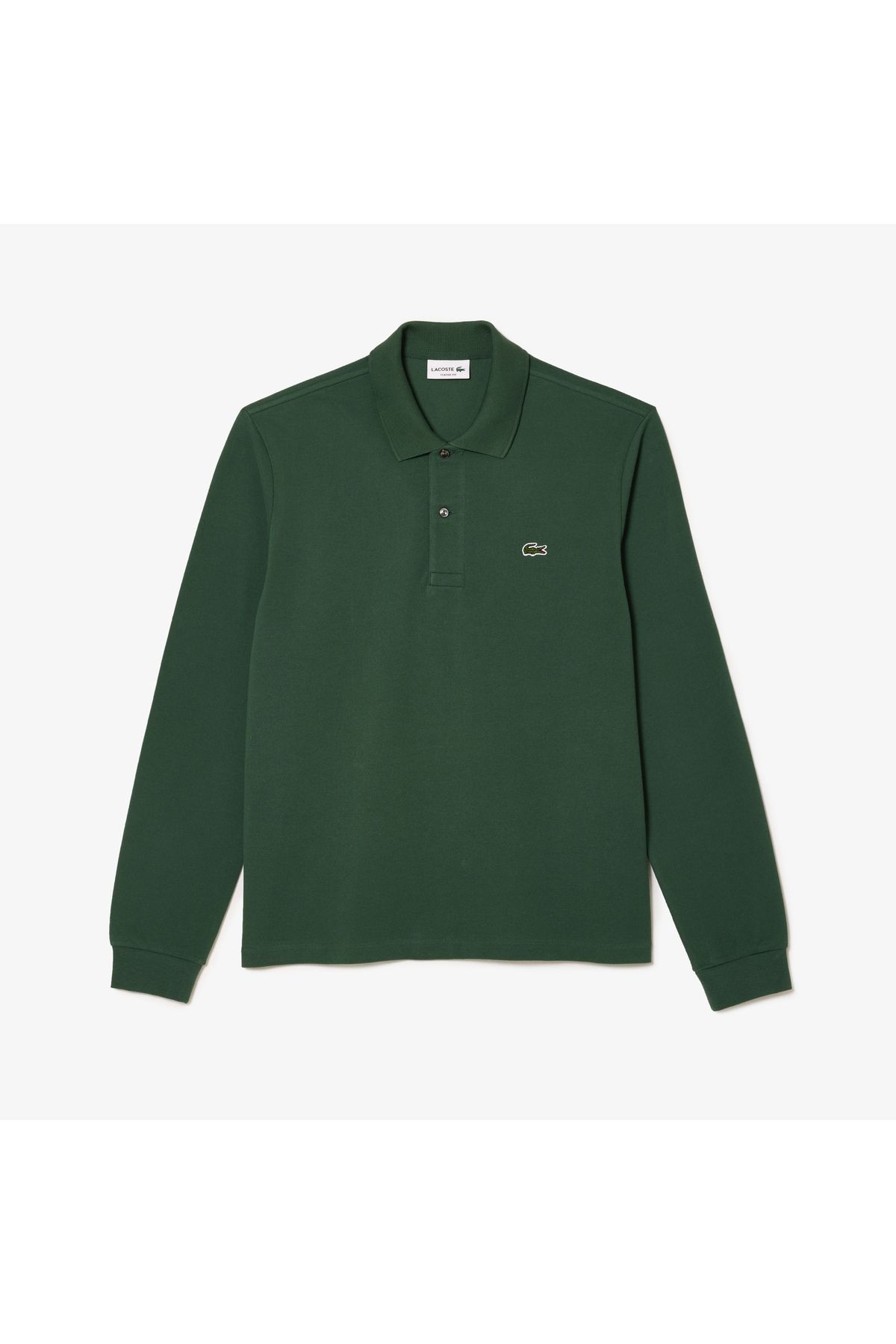 تی شرت یقه پولو سبز مردانه آستین بلند کلاسیک L.12.12 Haki Polo Lacoste