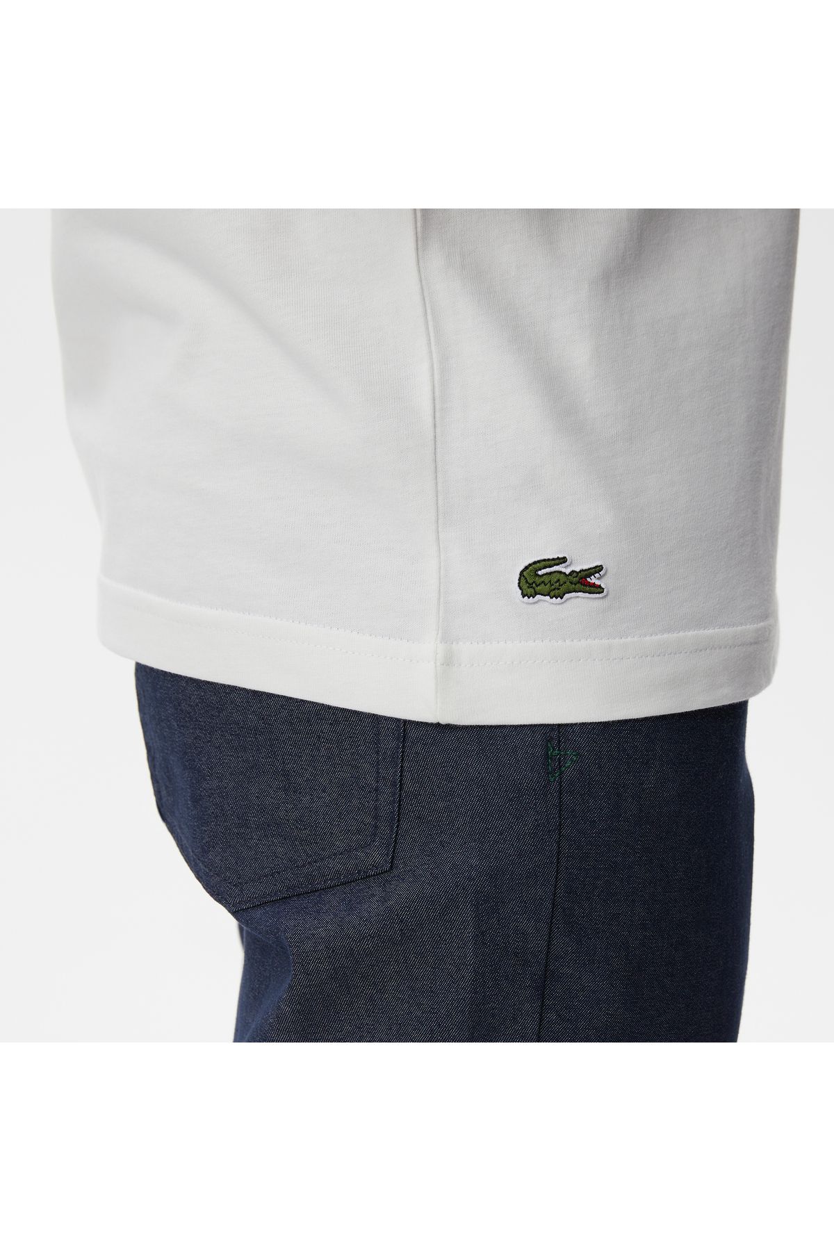 تی شرت نود مردانه یقه دوچرخه مناسب طرح دار ECRU Lacoste