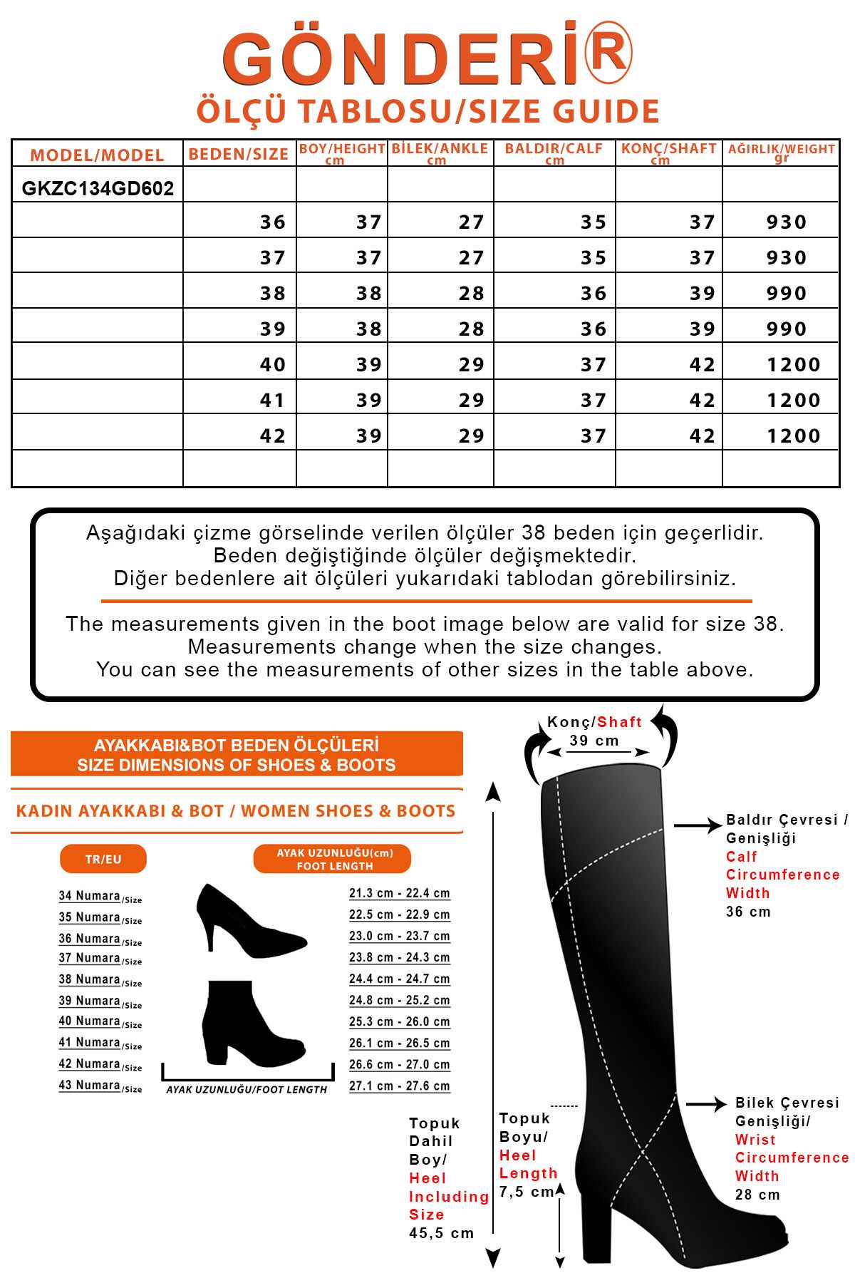 GÖNDERİ(R)-Schwarze Floater-Damenstiefel aus echtem Leder mit runder Zehenpartie, Gummisohle und Absatz und Reißverschluss 44602 4