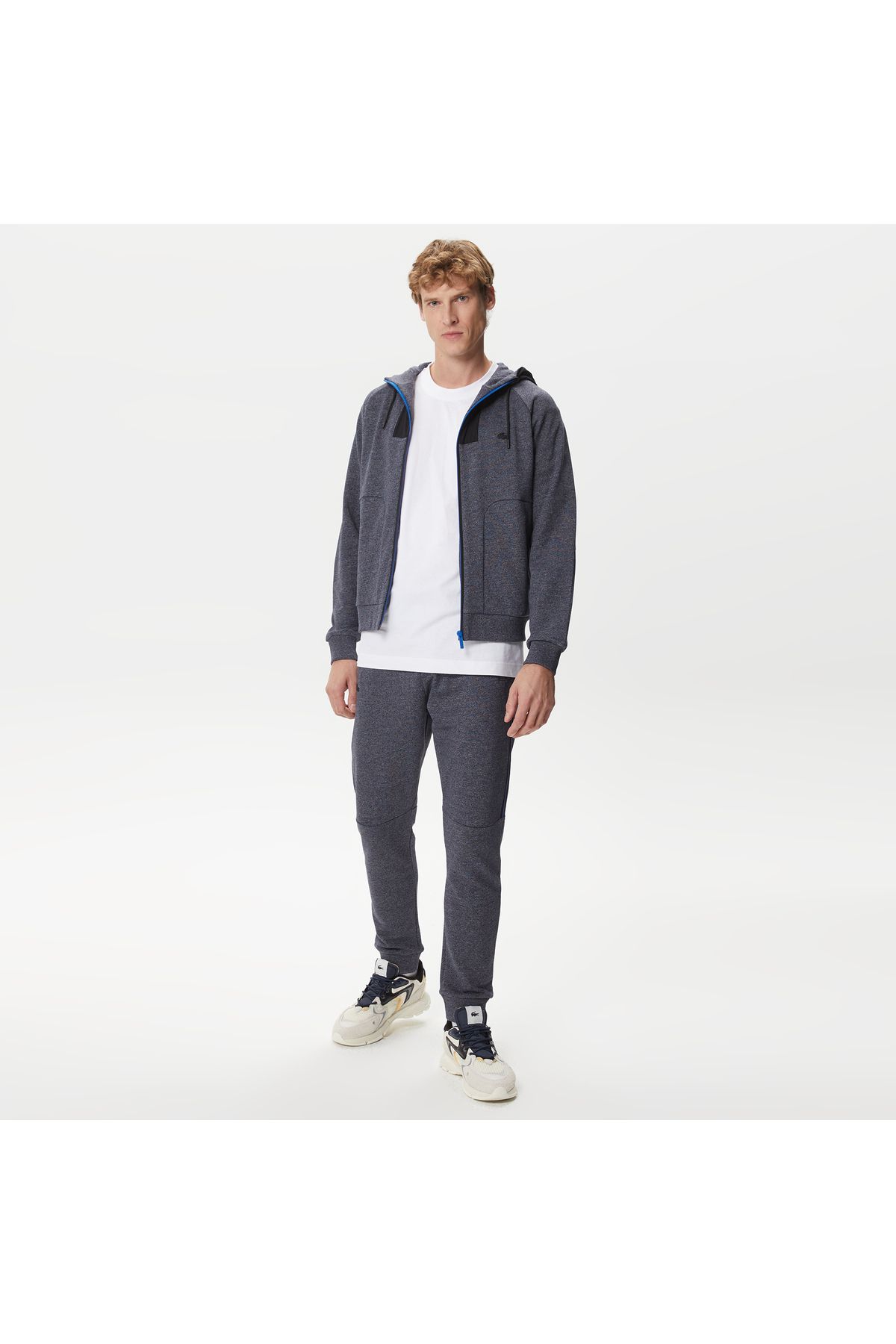 سویشرت آبی مردانه بلوک رنگی باریک و Lacoste