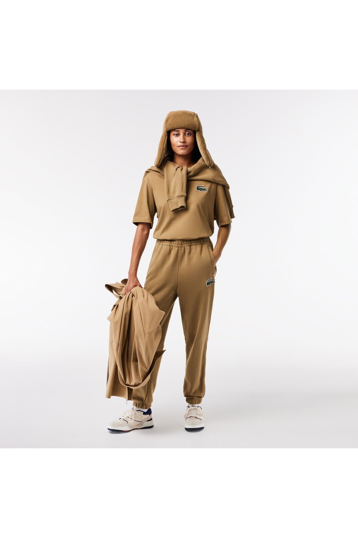 شلوار گرمکن چند رنگ مردانه و زنانه Brown TrackSuit Six اورجینال Lacoste
