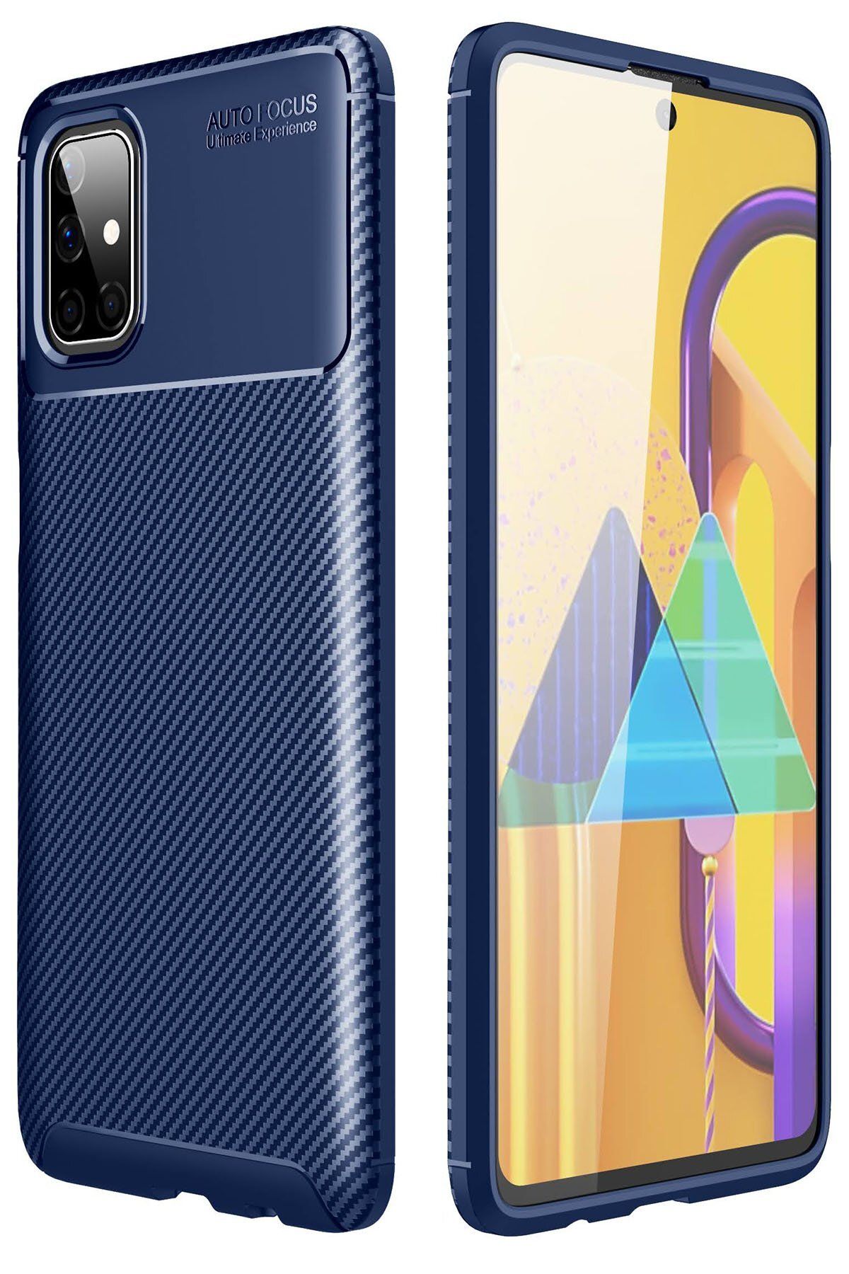 NewFace Samsung Galaxy M51 Kılıf Focus Karbon Silikon - Lacivert MRAYD