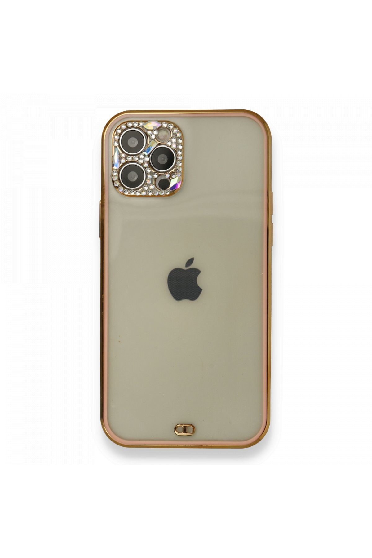 NewFace iPhone 12 Pro Kılıf Liva Taşlı Silikon - Pembe GLSTD