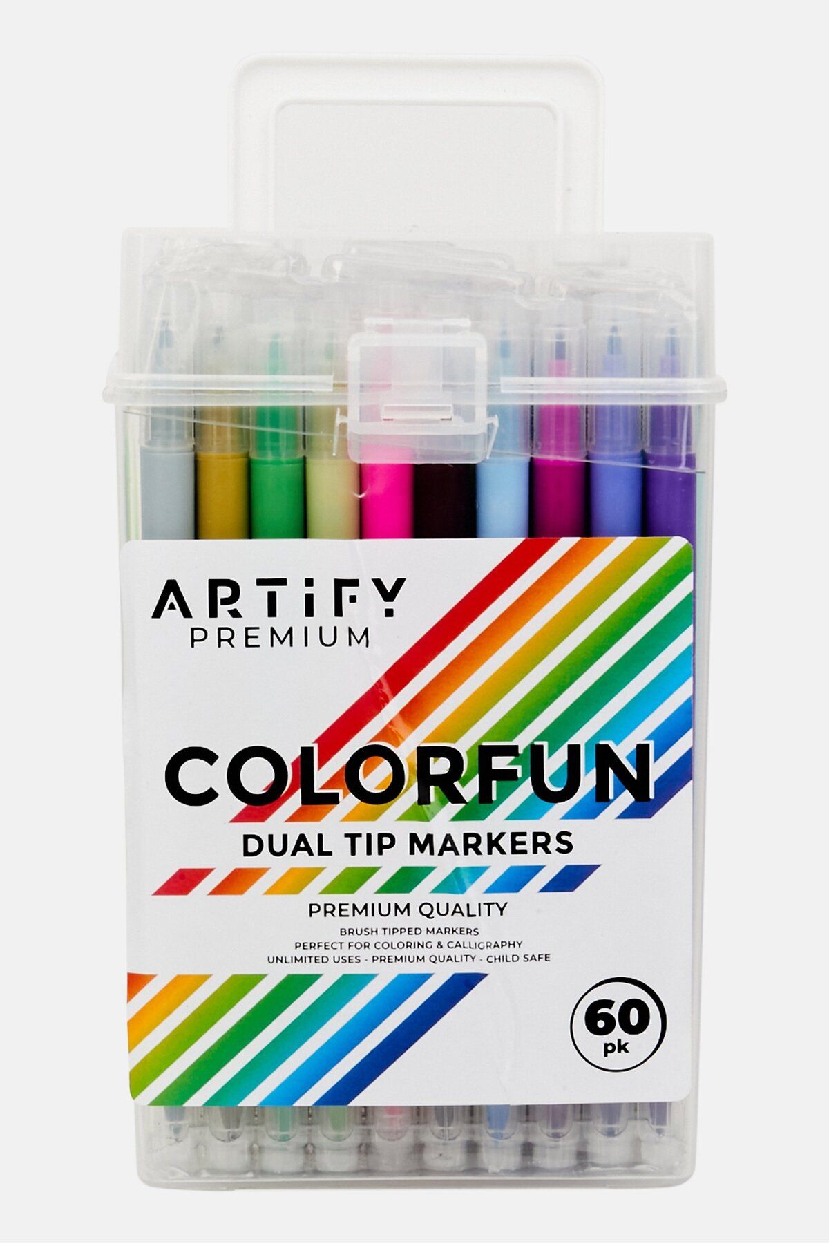 Artify-60 Colorfun Dual Tip Markers, White Combo 1