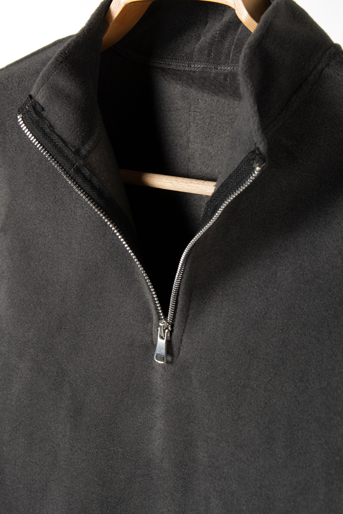 VEAVEN Antrasit Yarım Fermuarlı Regular Kalıp Dik Yaka Polar Sweatshirt görsel 4