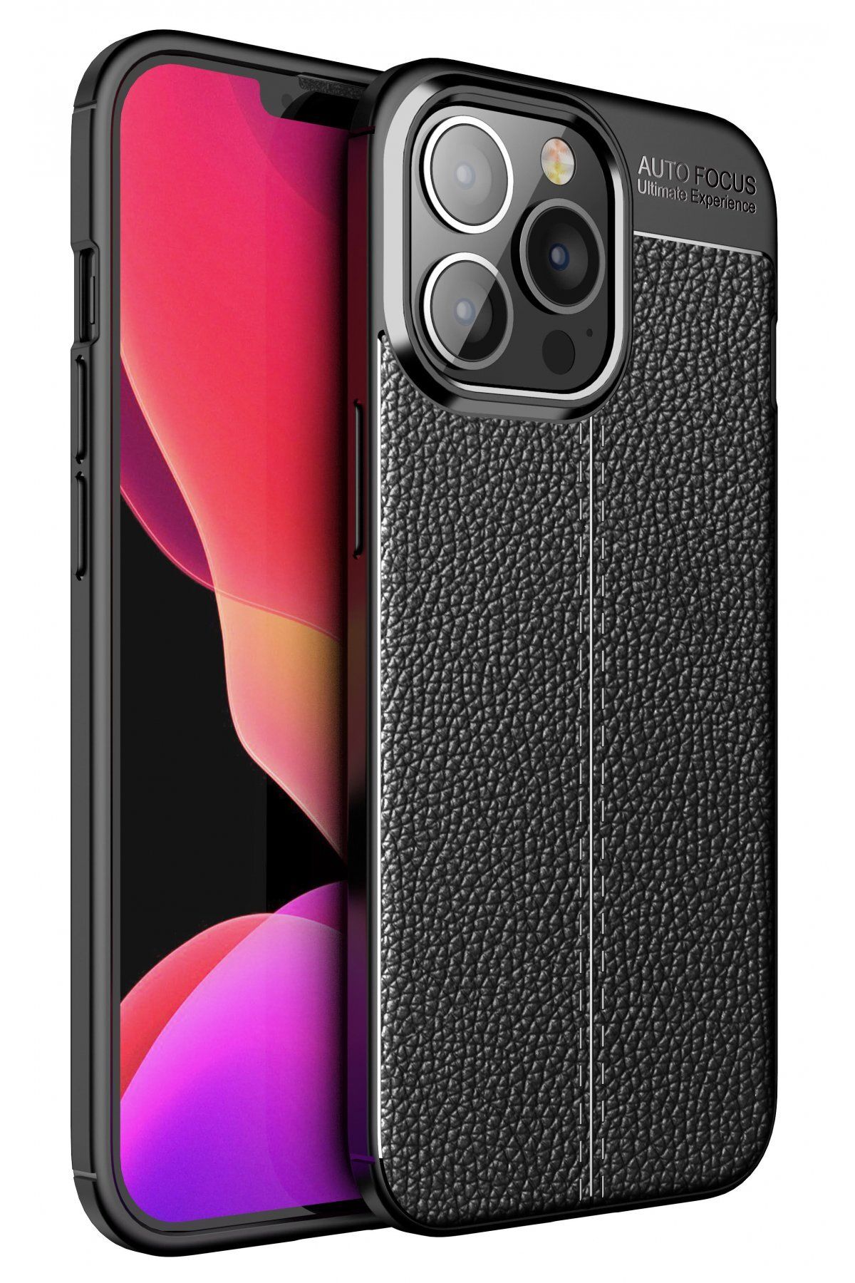 NewFace iPhone 13 Pro Kılıf Focus Derili Silikon - Siyah ZRNET