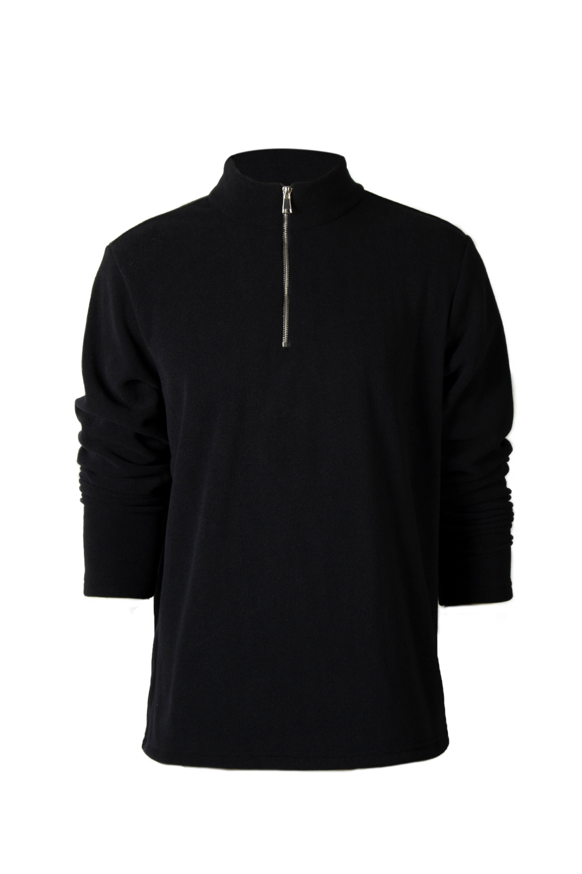 VEAVEN Siyah Yarım Fermuarlı Regular Kalıp Dik Yaka Polar Sweatshirt görsel 2