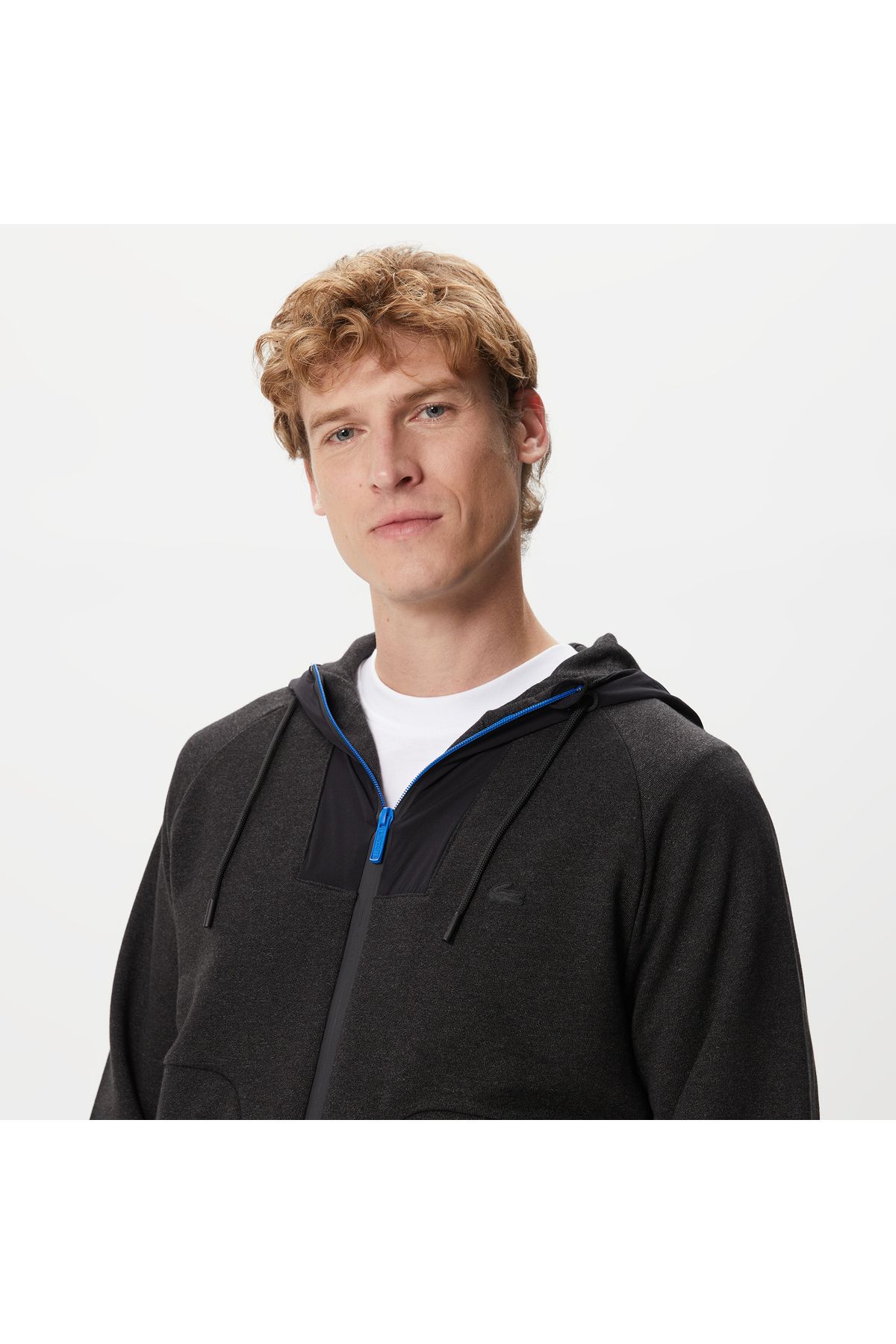 سویشرت مشکی مردانه سیاه بلوک کلاه براق Lacoste
