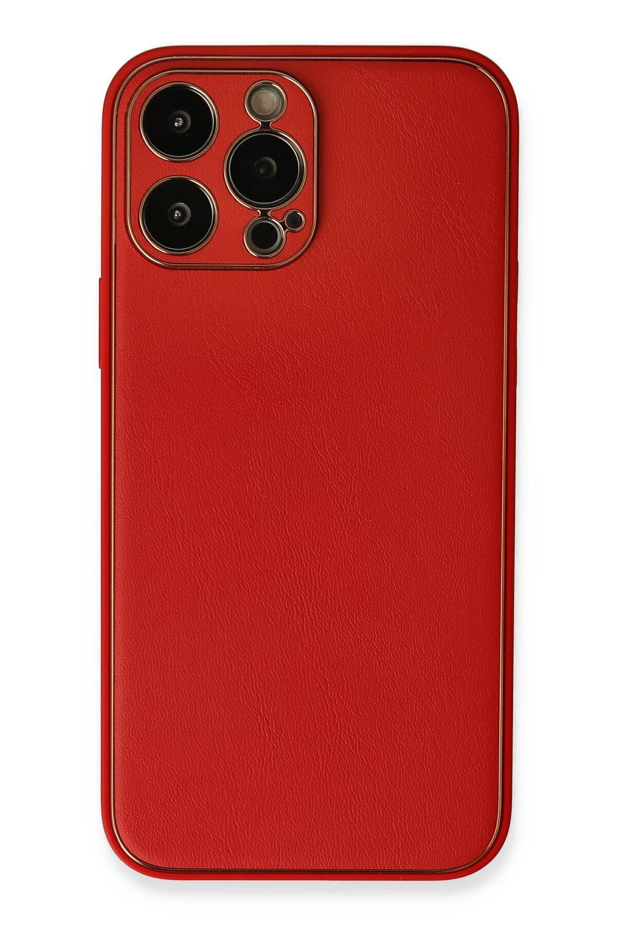 NewFace iPhone 13 Pro Max Kılıf Coco Deri Silikon Kapak - Kırmızı GLSTD