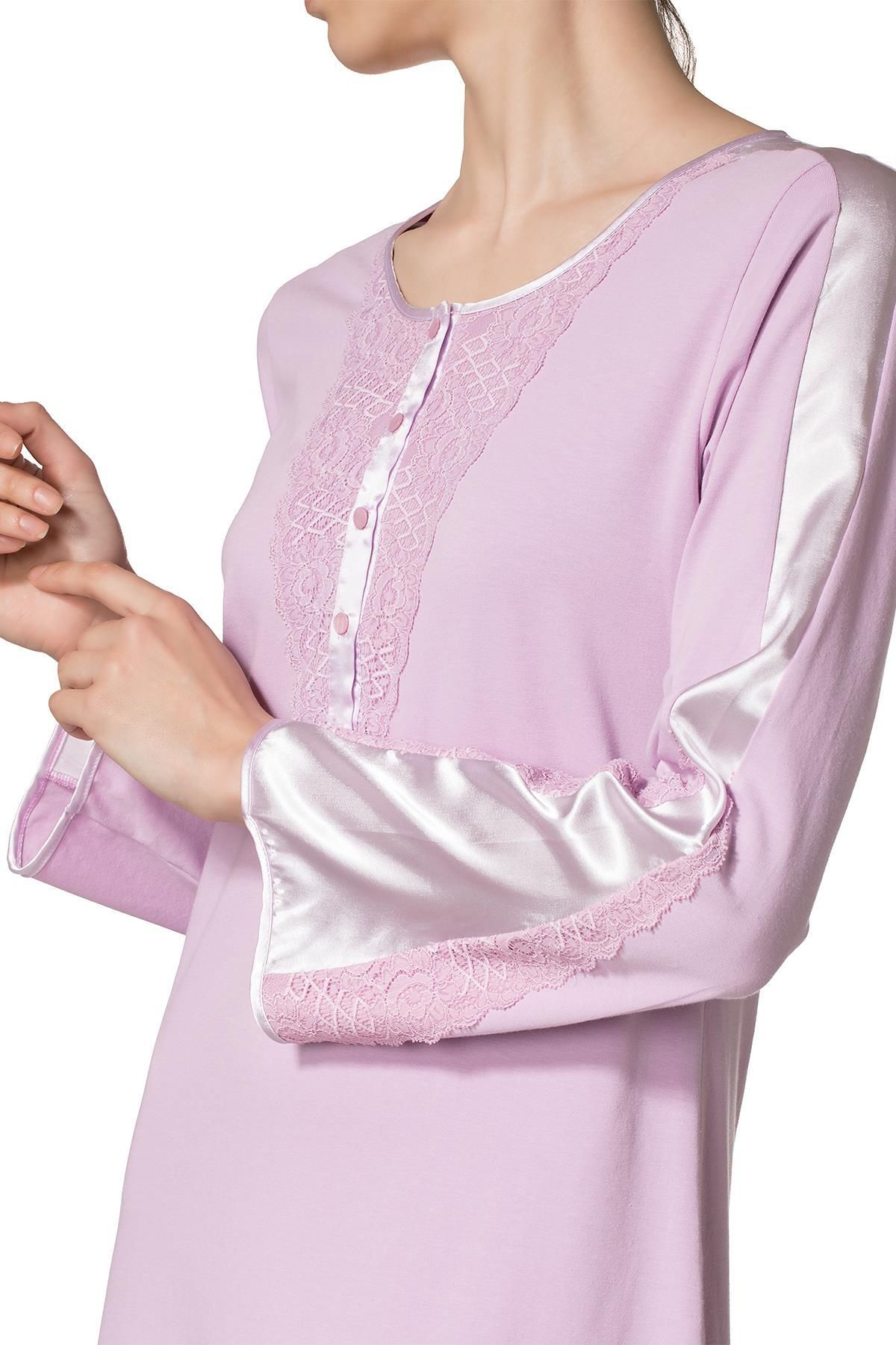 Doremi-Long Sleeve Combed Cotton Nightgown 4