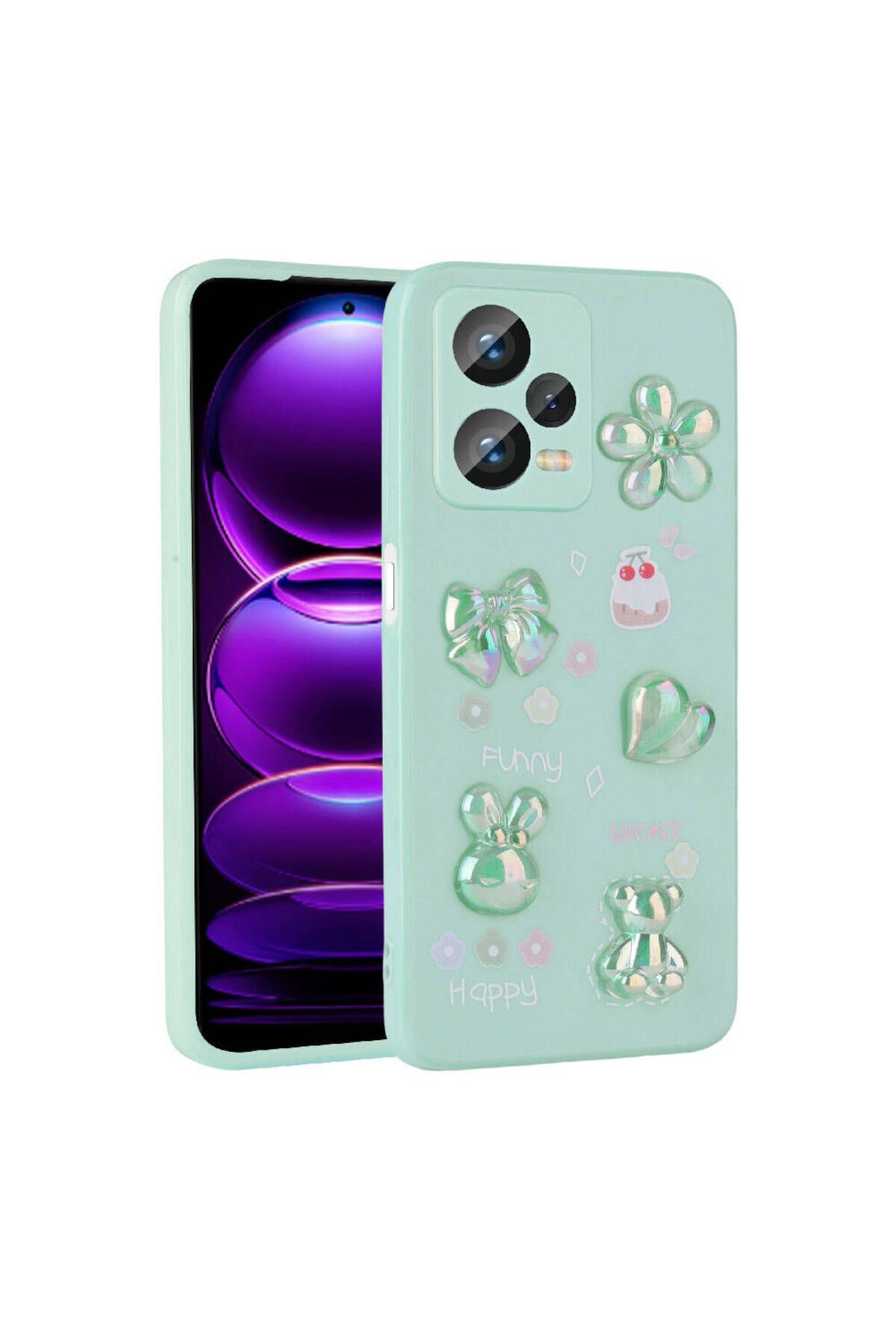 Lokal Marketing Xiaomi Redmi Note 12 Pro Plus 5G Kılıf Kabartma Figürlü Parlak Zore Toys Silikon Kapak