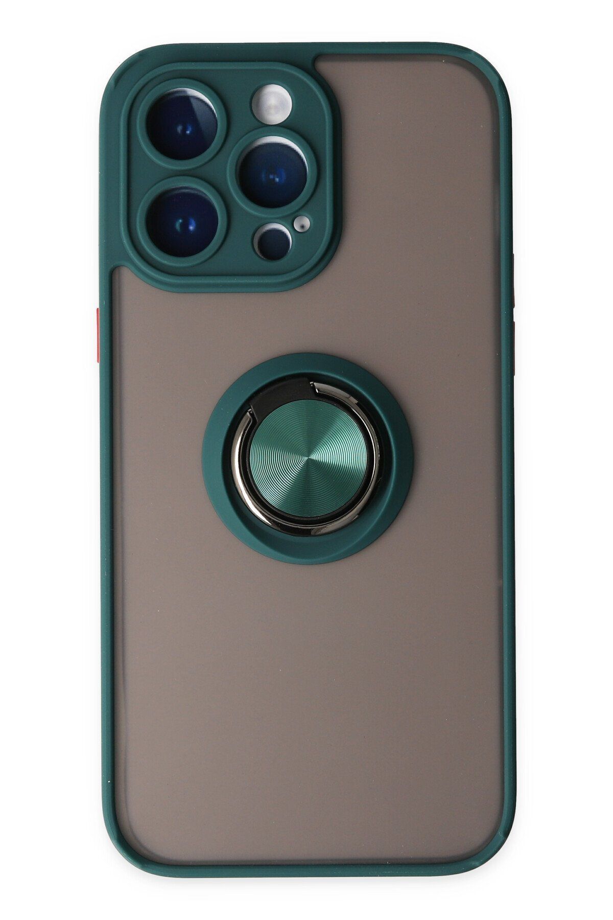 NewFace iPhone 14 Pro Max Uyumlu  Kılıf Montreal Yüzüklü Silikon Kapak - Yeşil GLSTD