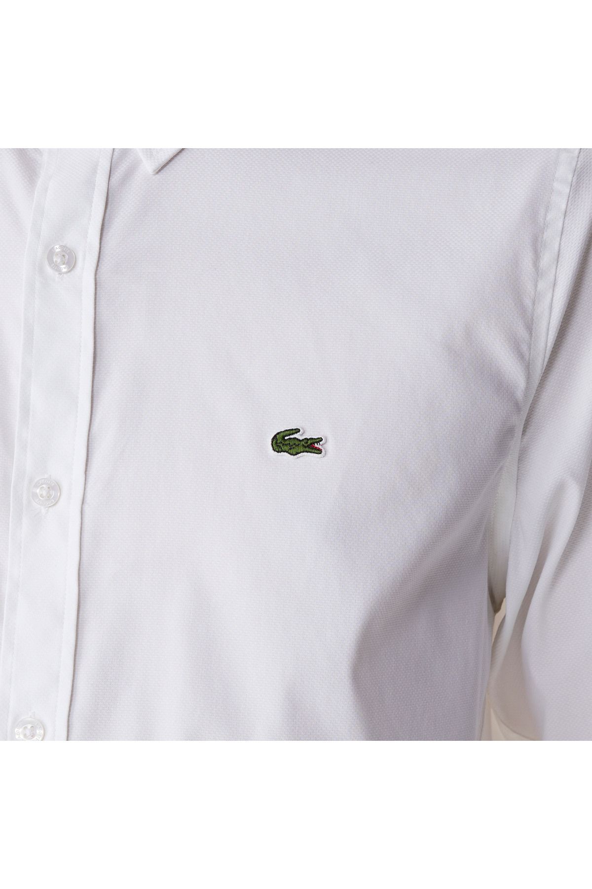 پیراهن / بلوز دکمه دار سفید مردانه باریک اورجینال Lacoste
