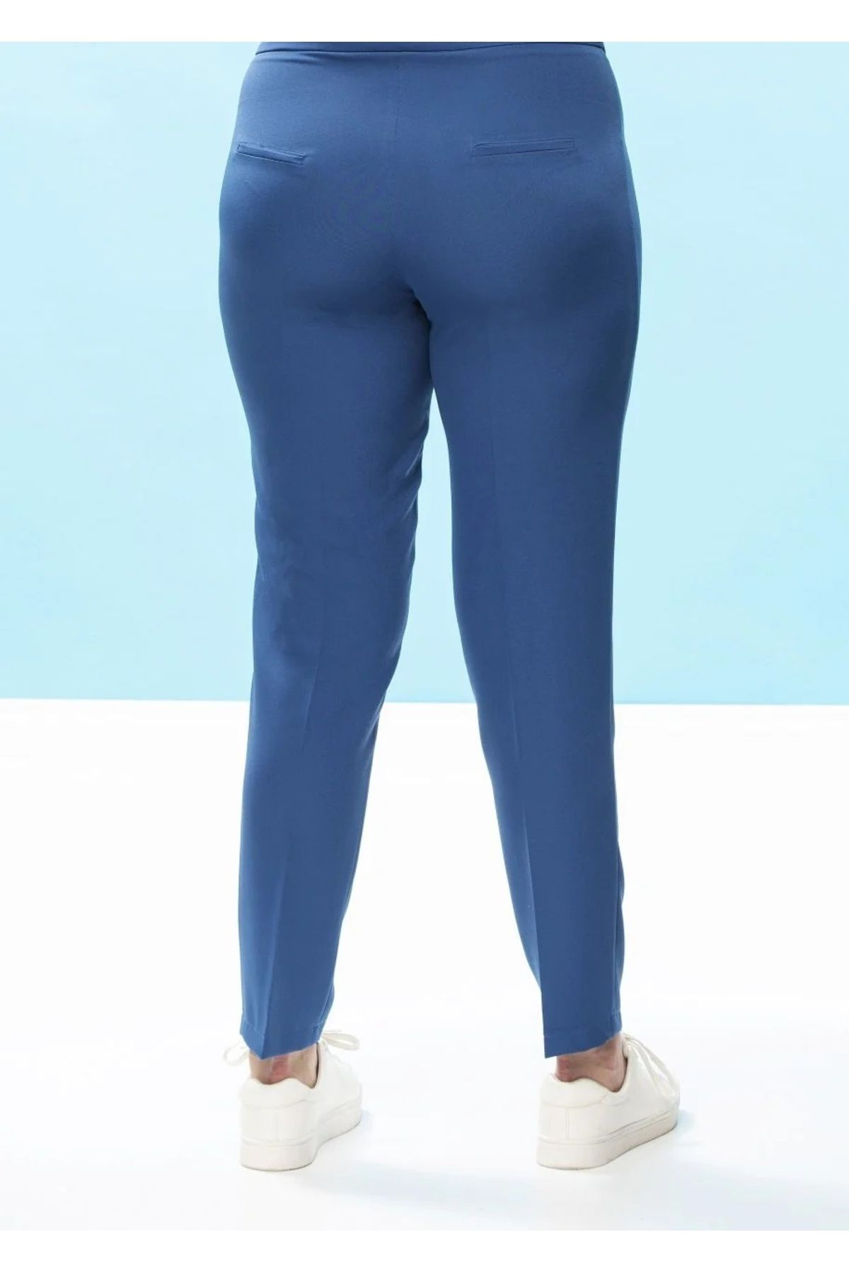 EVEN plus size-Narrow Leg Blue Plus Size Trousers 4