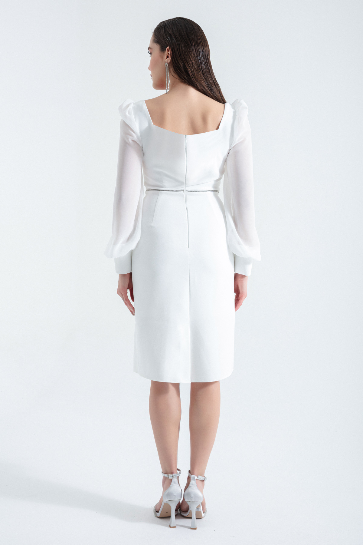 Lafaba-Weißes Midi-Abendkleid für Damen 5