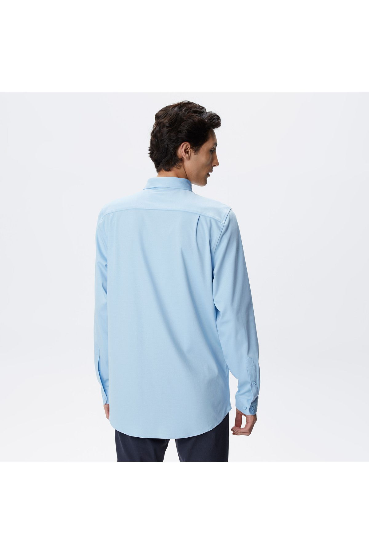 پیراهن / بلوز دکمه دار آبی مردانه روشن و باریک Lacoste