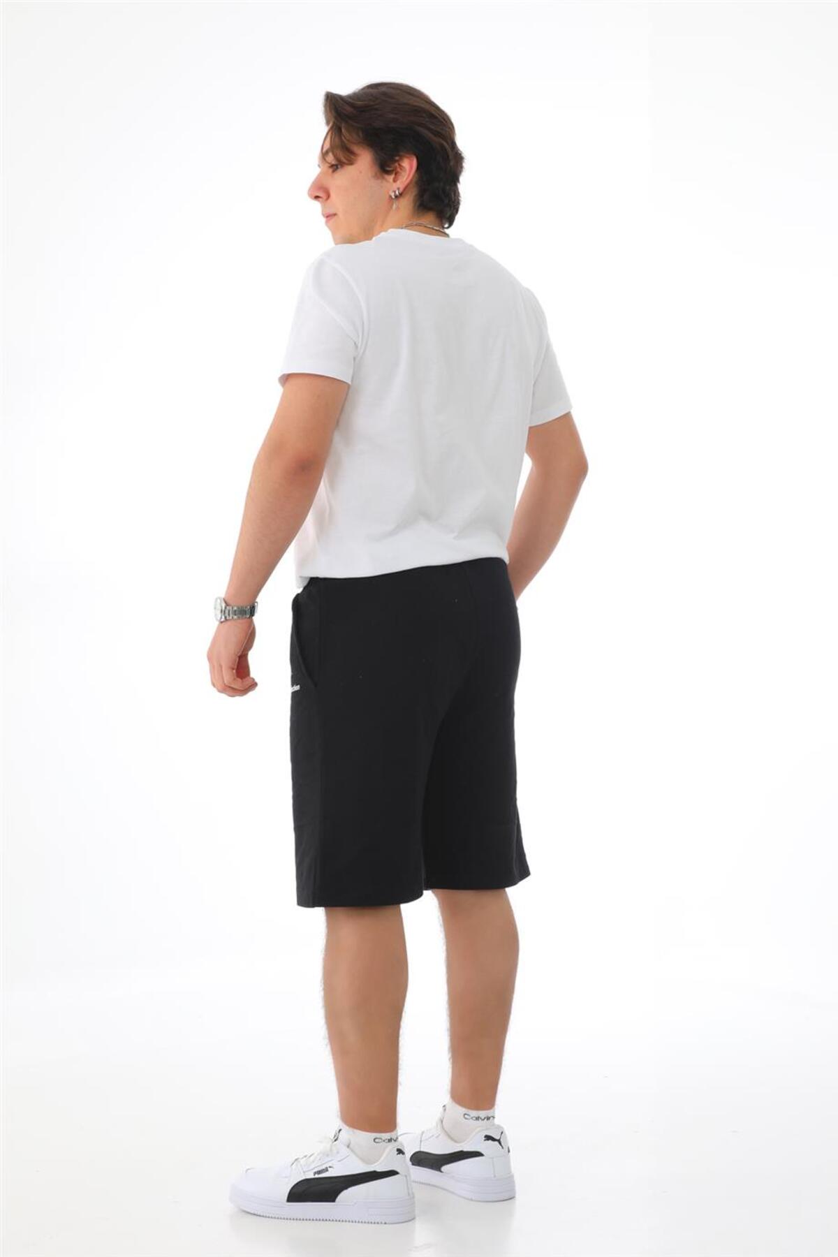 penyebizden Erkek Regular Fit (Normal Kesim) %100 Pamuklu Şort-Siyah görsel 3