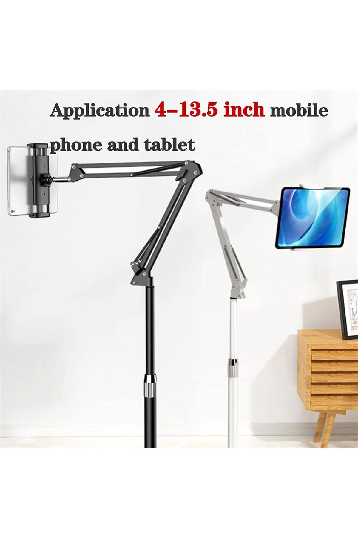 Coverzone-150cm Professional Tablet Holder - Height Adjustable, 360 Degree Rotatable Arm Stand Ldx2 3