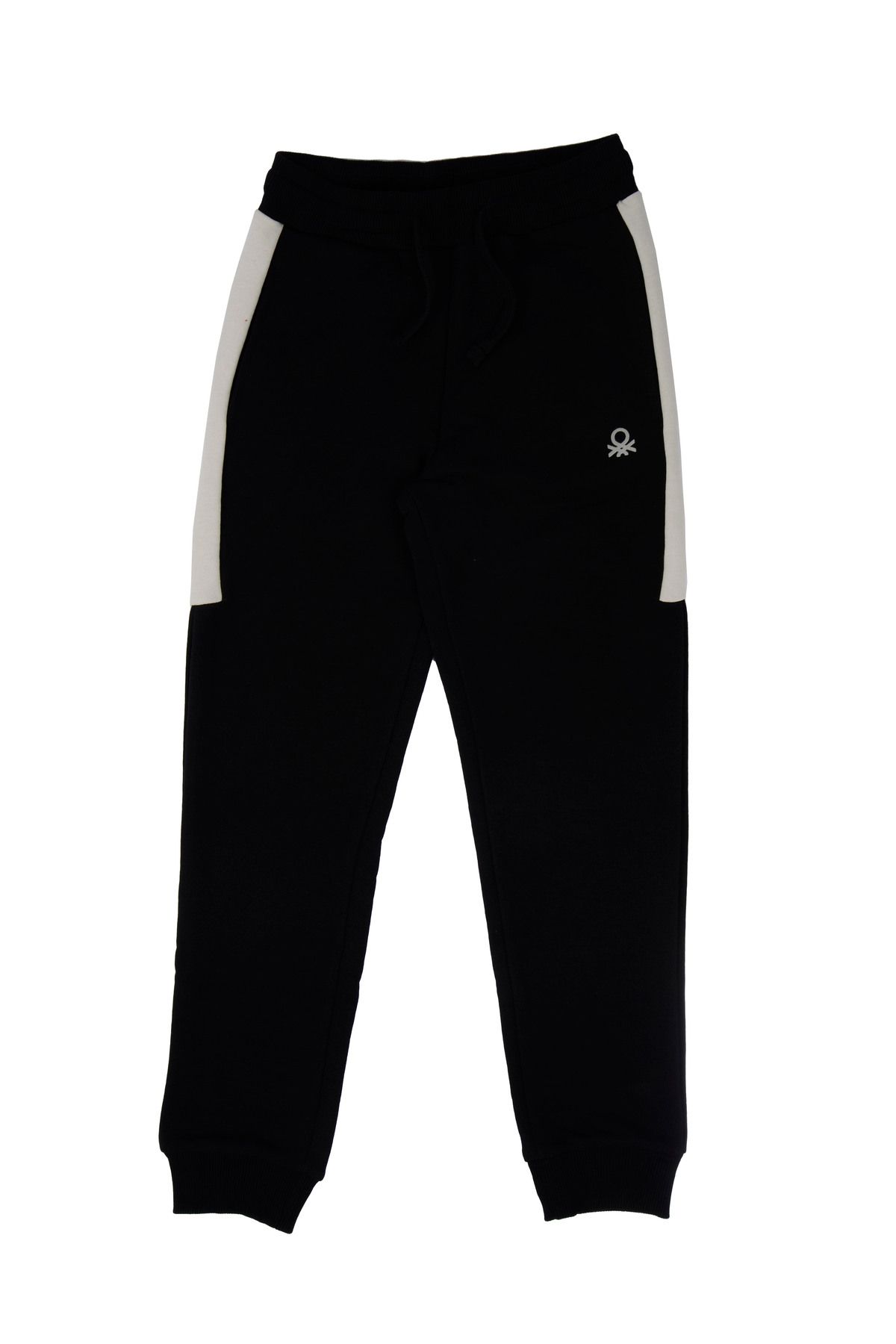 United Colors of Benetton-Boy's Sweatpants with Pockets, Adjustable Lace-Up Stripe Detail Black Gray 1