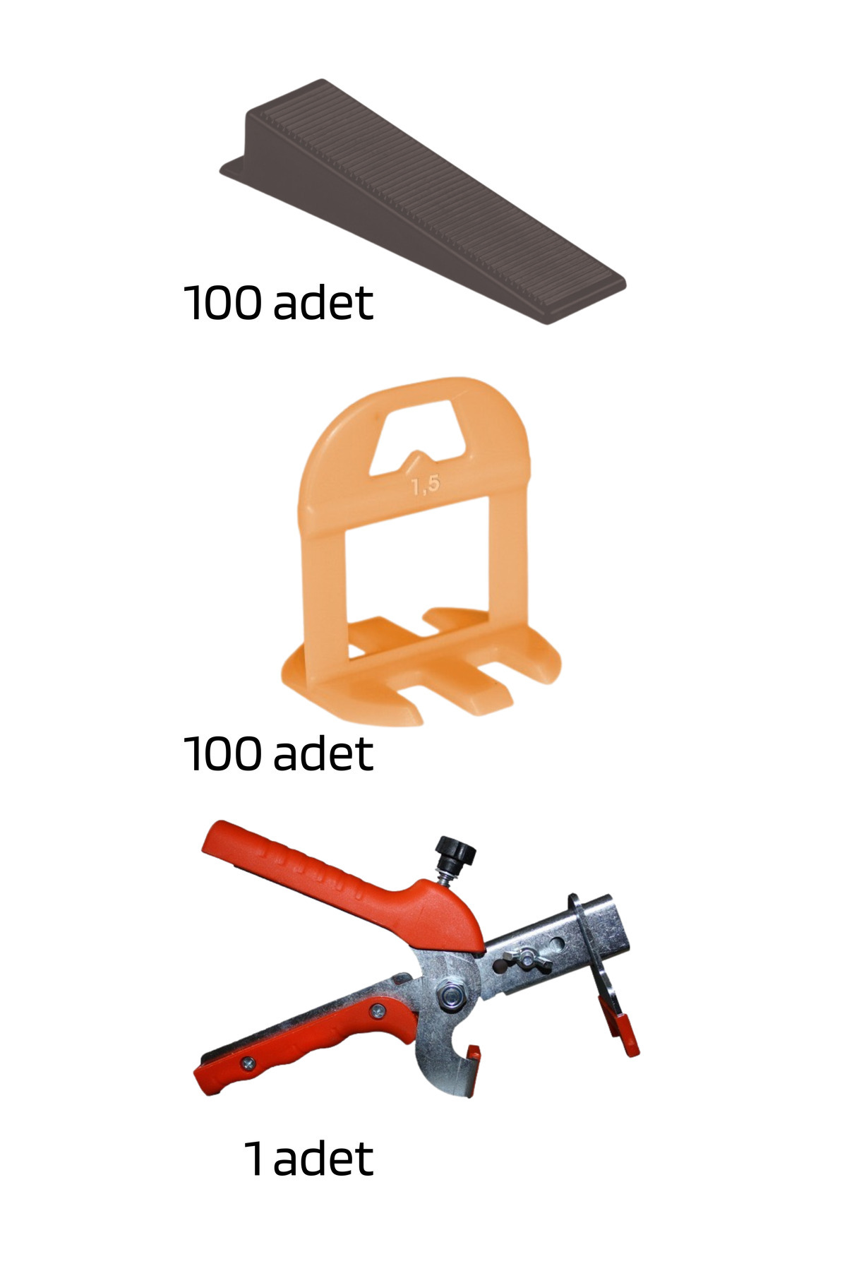 sofdekor Seramik Seviye Tespit Derz Artısı Uygulama Seti(100 SEVİYE ARTISI 1.5MM ,100 S.TAKOZ, 1 M.PENSE)
