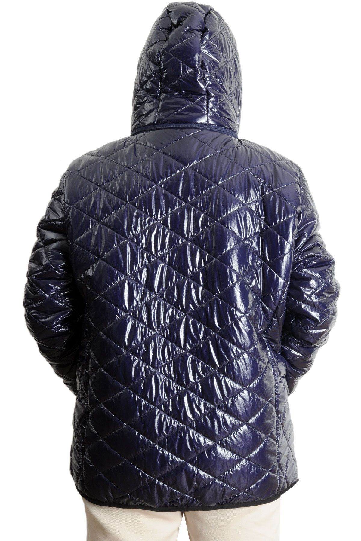 ModeXL-Mode XL Large Size Men's Hooded Coat Quilted 23636 Indigo 4