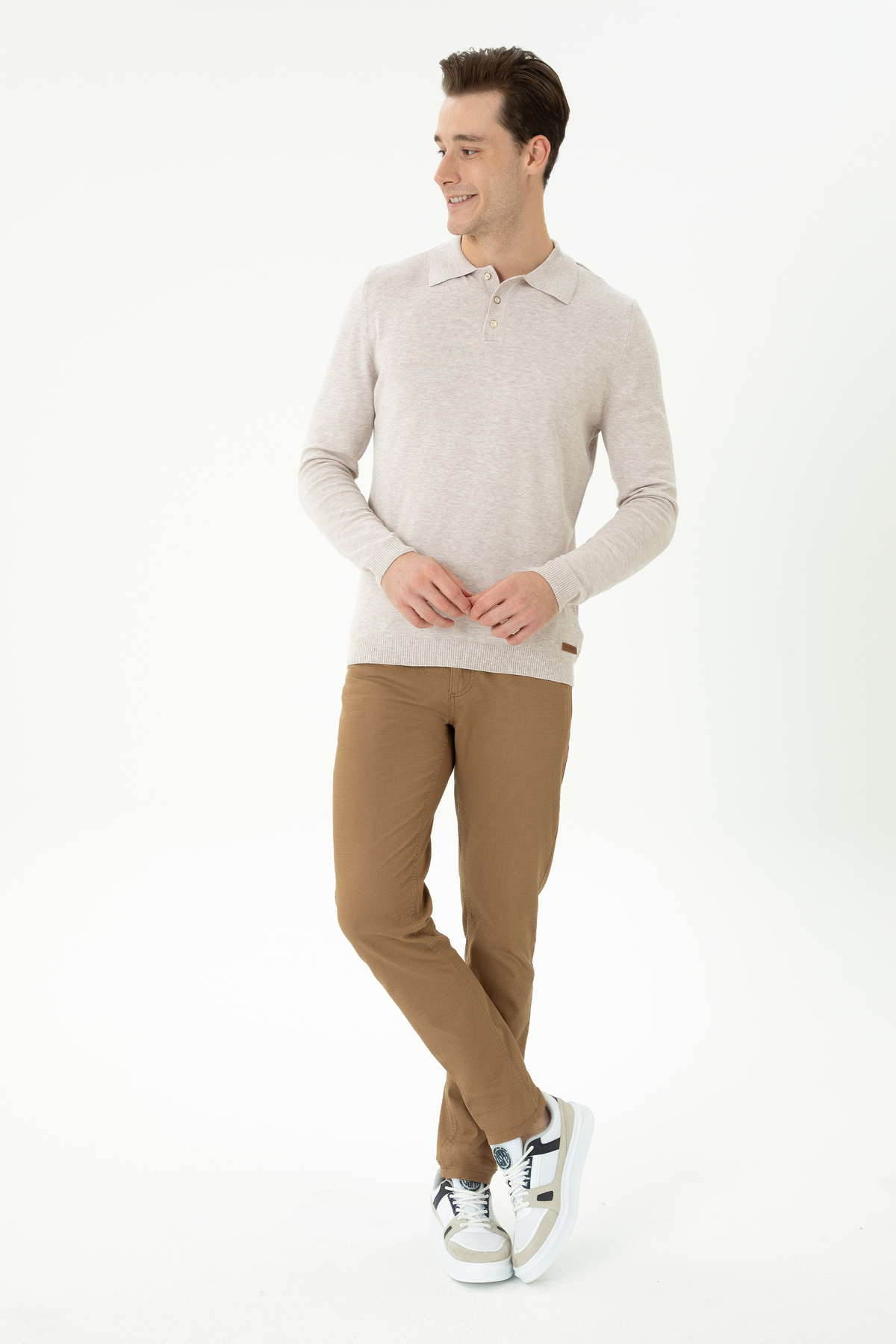 یو اس پولو شلوار مردانه اسلیم فیت مدل Camel Canvas / Chino کد ۵۰۲۷۵۸۲۸-VR015