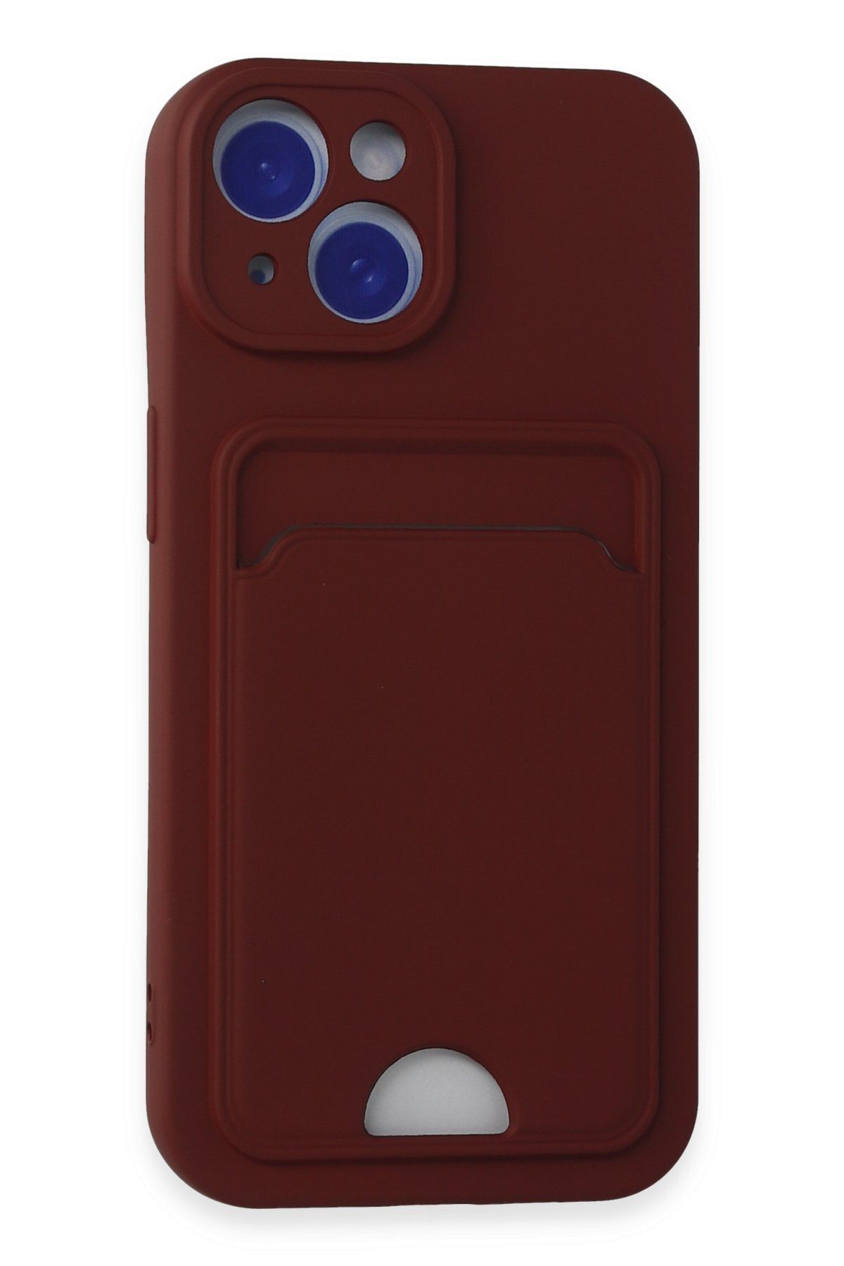NewFace iPhone 15 Kılıf Uyumlu Kartvizitli Silikon - Bordo MRAYD