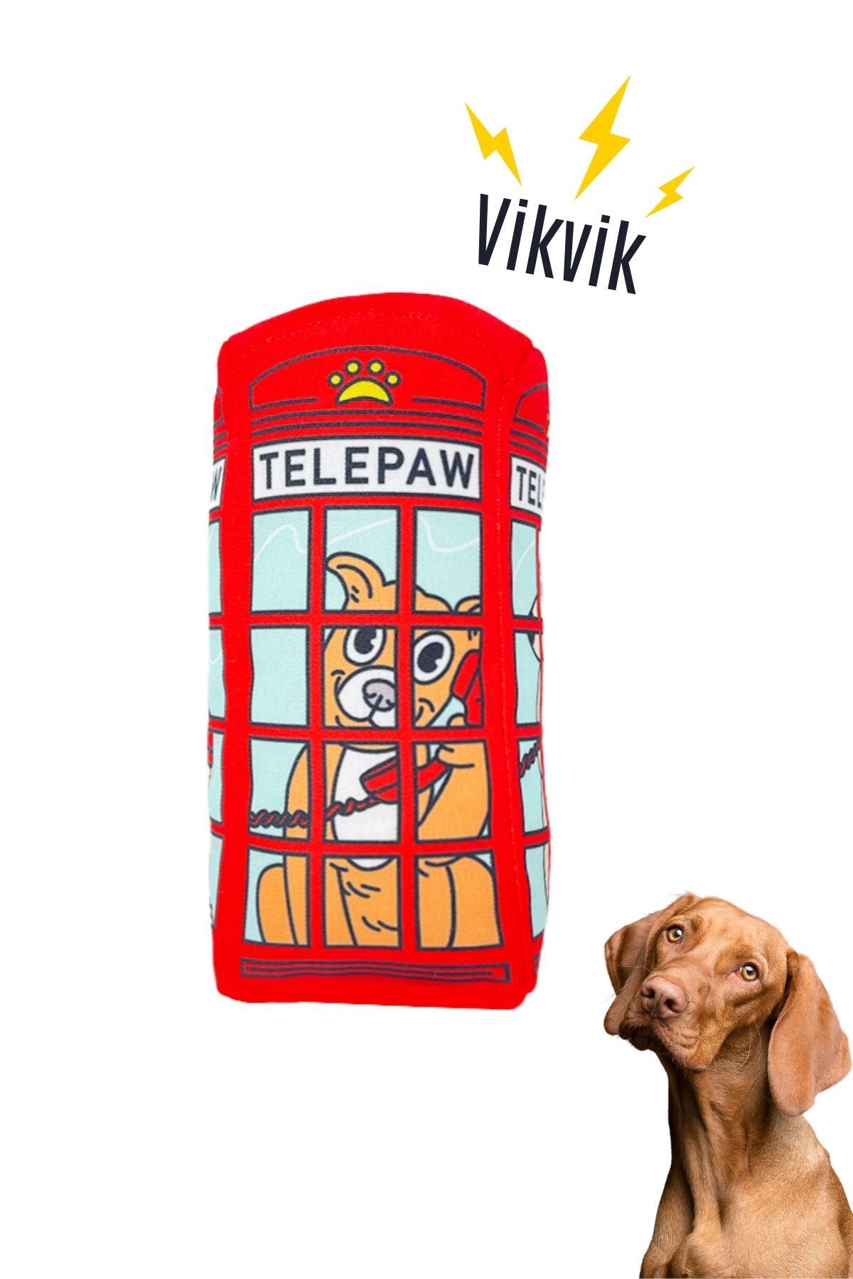 Havhav Peluş Telefon Kulübesi Vikvik Sesli Peluş Köpek Oyuncağı Londra Temalı Köpek Oyuncakları