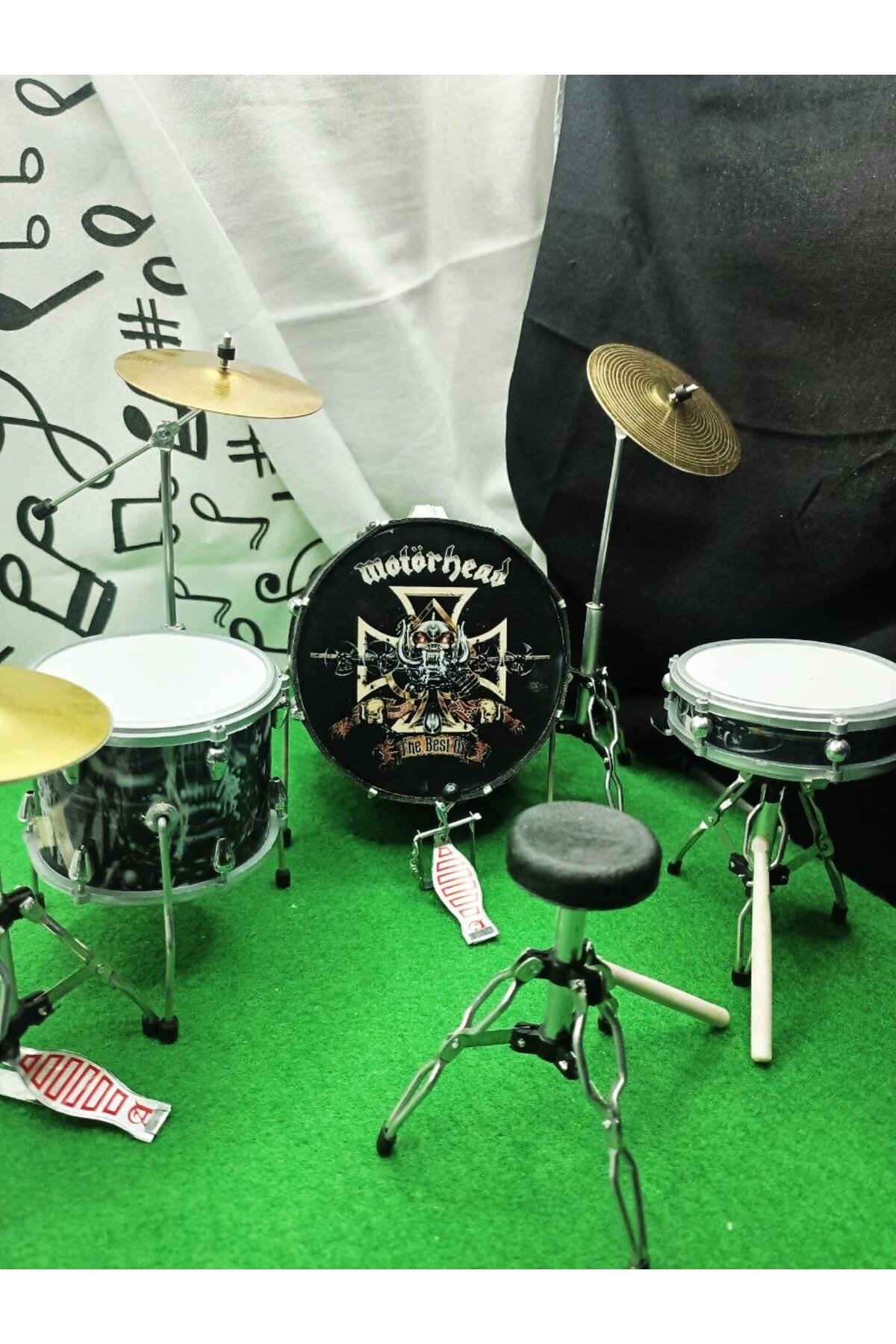 Herşey Nota Motörhead Rock Müzik Grubu Minyatür Enstrüman Bateri