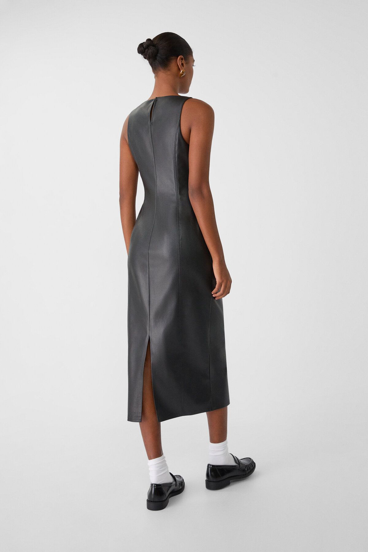 Stradivarius-Faux leather midi dress 3