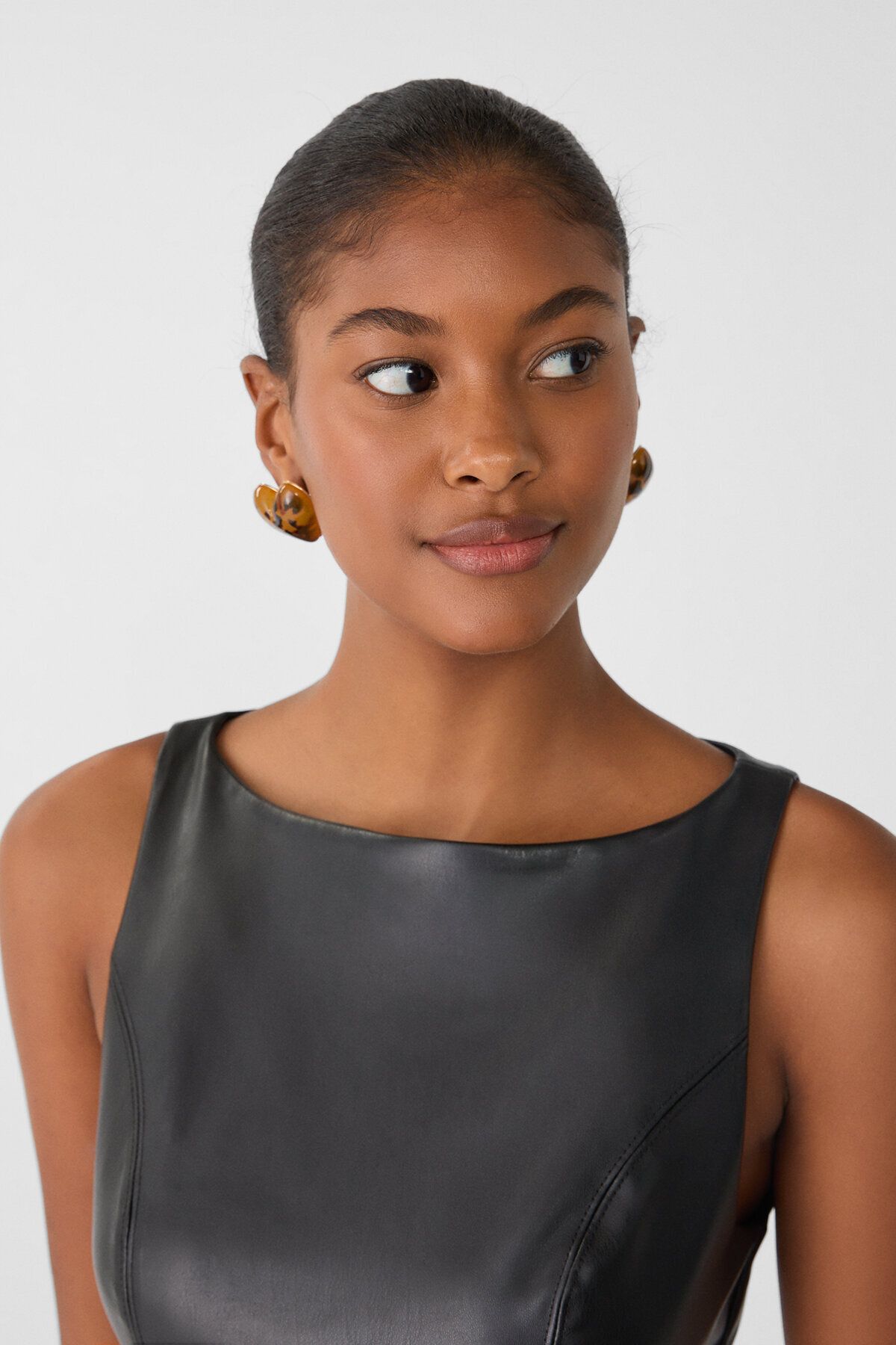 Stradivarius-Faux leather midi dress 2