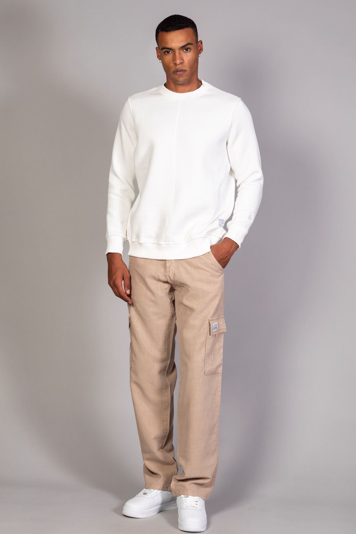 سویشرت مردانه پارچه نرم به طور منظم و مناسب یقه برش ECRU LTC Jeans