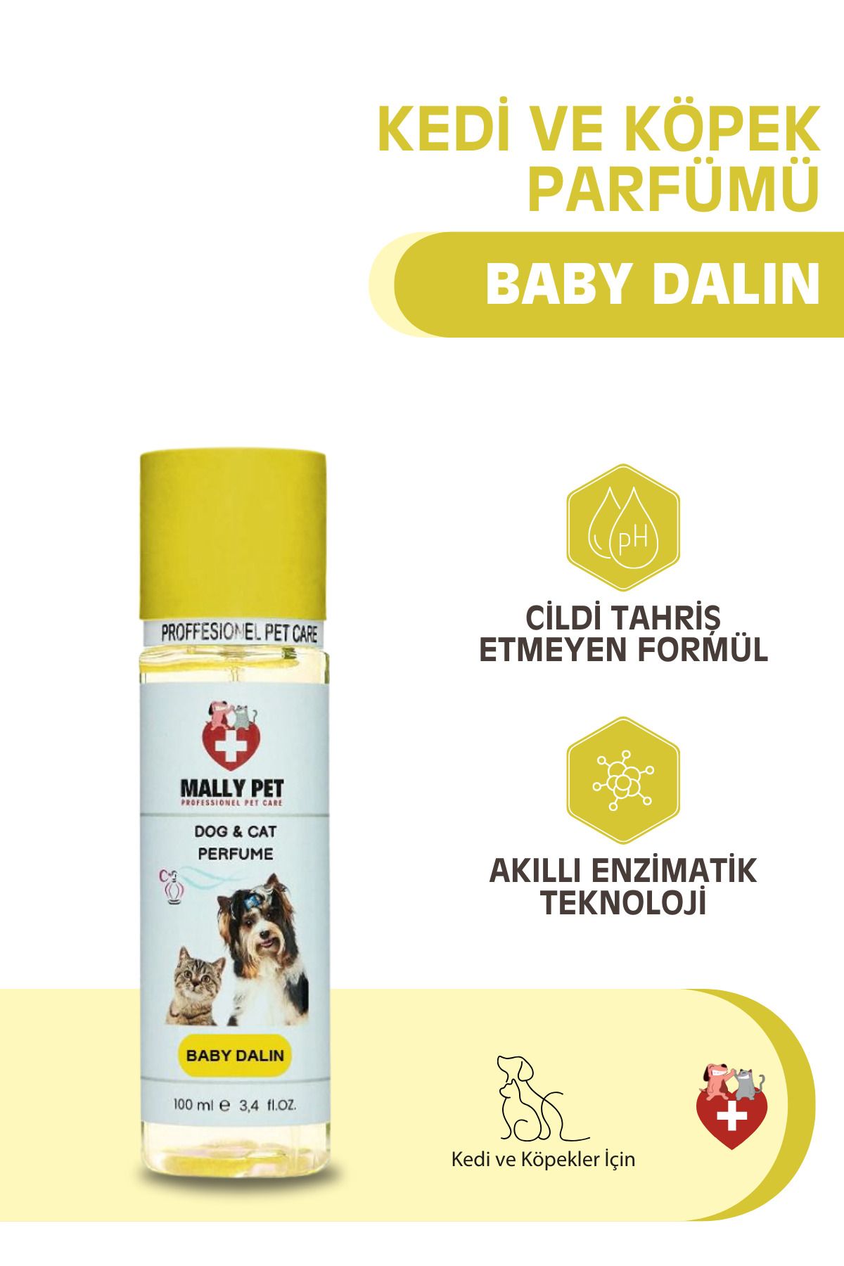 MALLY PET PROFESSIONEL PET CARE Baby Dalin Kokulu Kedi Ve Köpek Parfümü 100 ml