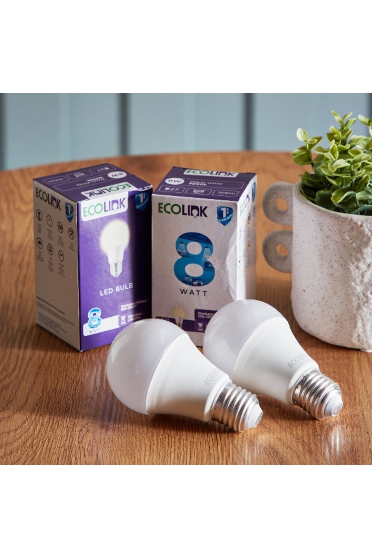 ecolink-8W E27 Day Light LED Bulb - Set of 2 1