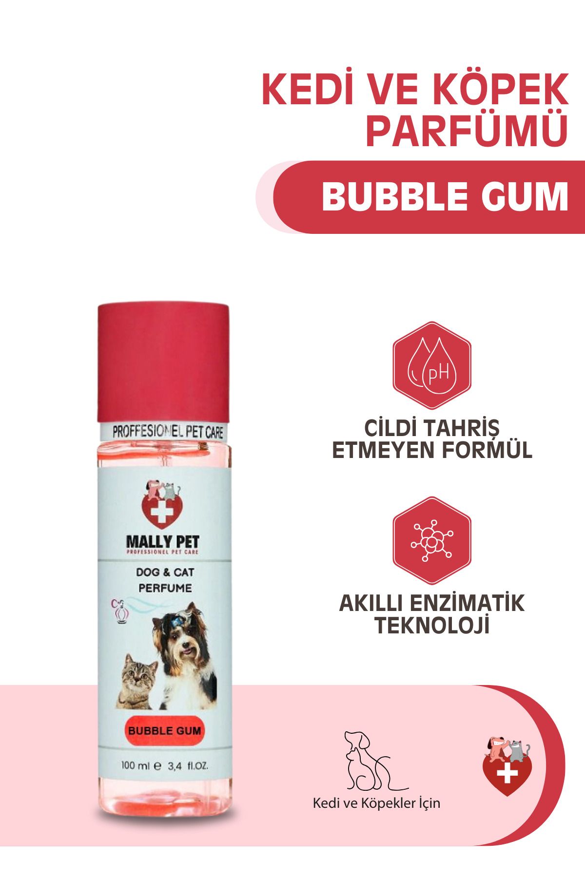 MALLY PET PROFESSIONEL PET CARE Bubble Gum Kokulu Kedi ve Köpek Parfümü 100 Ml