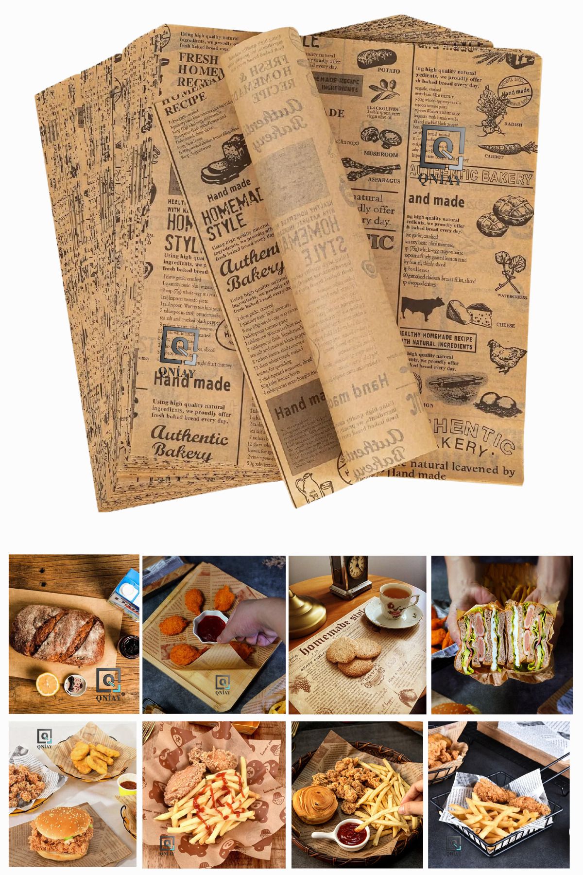 QNİAY-50 Pieces Camping - Picnic Presentation Patterned Oil Paper, Assortment Mixed Pattern 8