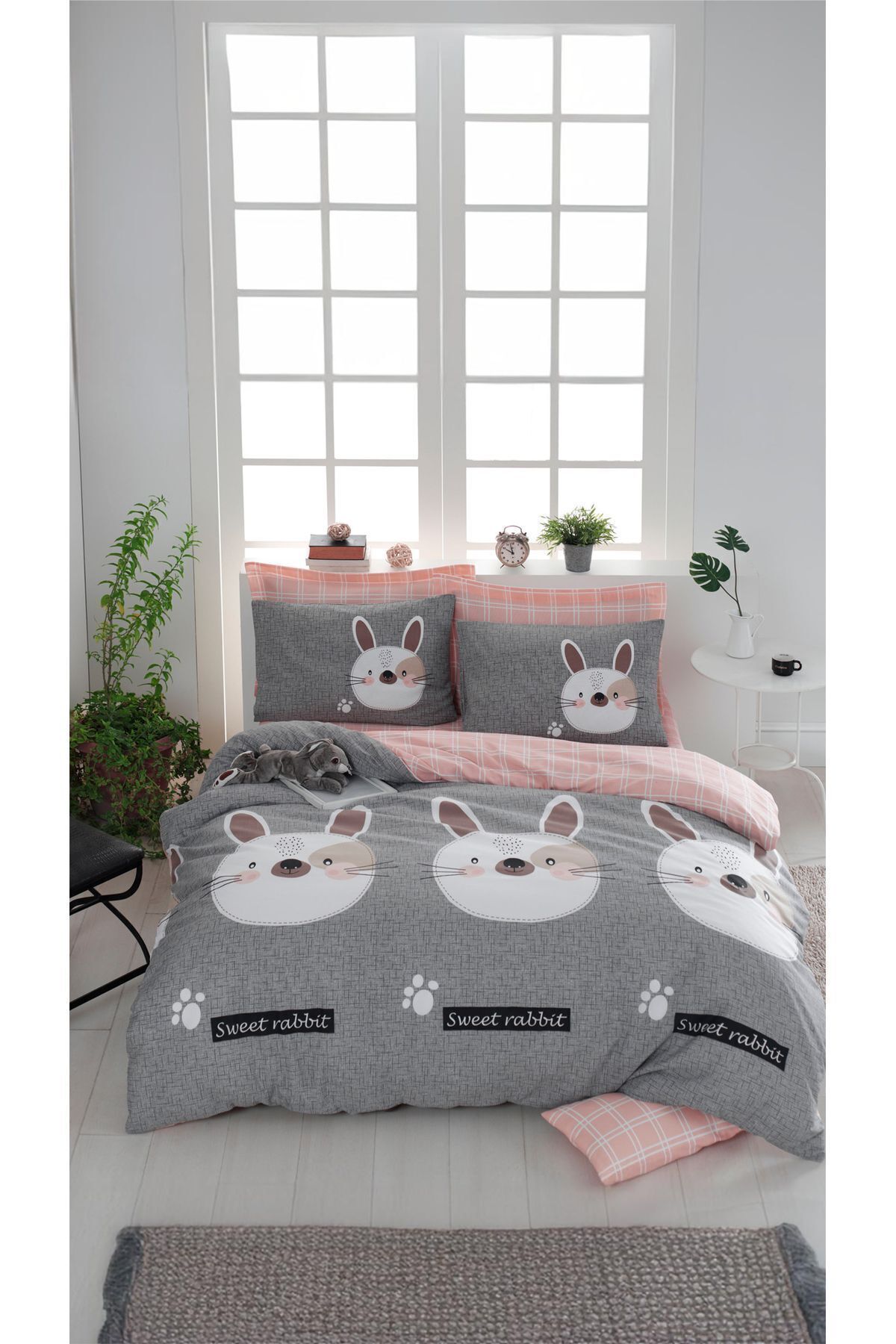 Eponj Home-Set cuvertură de pilota dublă Mature - Bunny Brown-Grey-Pink 2