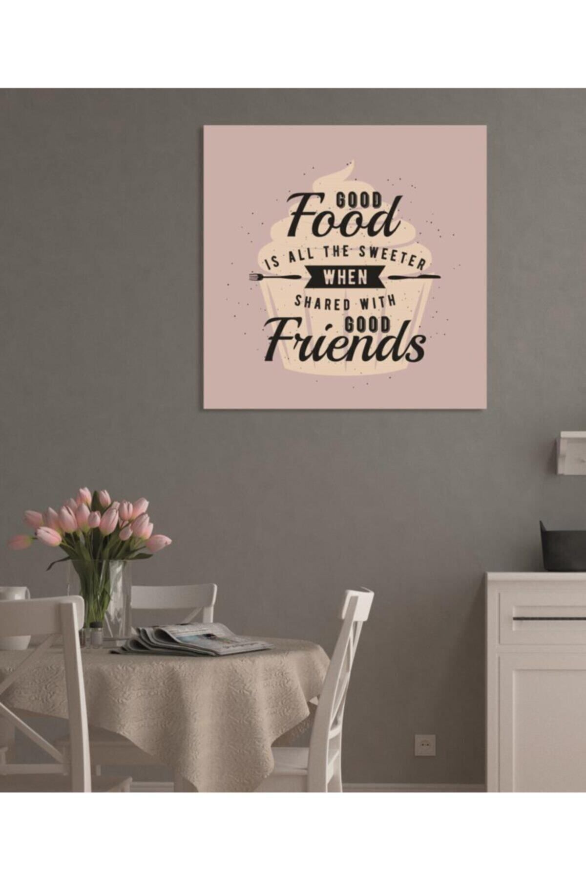 Vividale Dekoratif Good Food Good Friend Duvar Kanvas Tablo