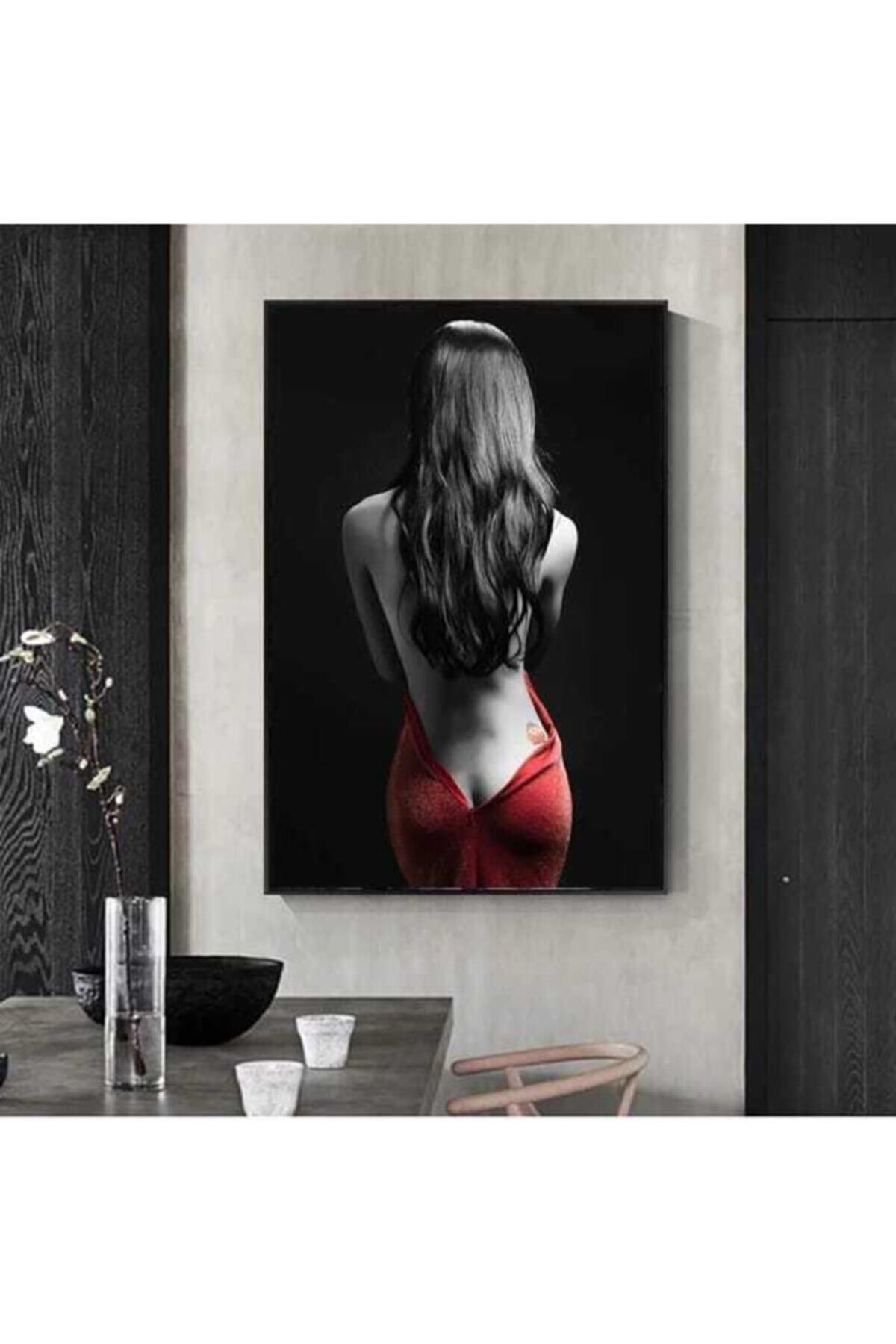 Vividale Dekoratif Woman And Red Kanvas Tablo