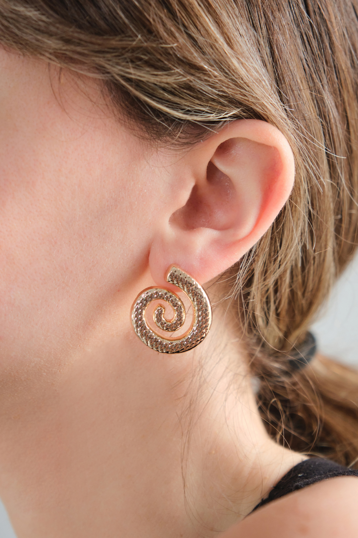 Gold Plated Snail Earrings Loop Pattern