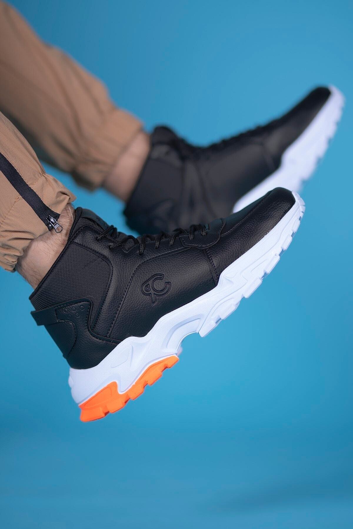 Riccon Siyah Beyaz Turuncu Unisex Sneaker Bot 0012108 görsel 5