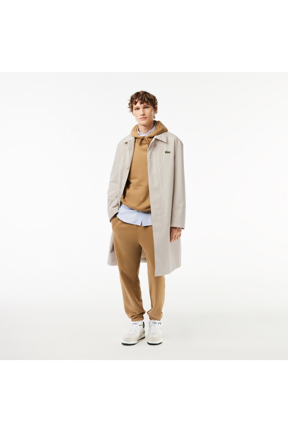 کاپشن خاکستری مردانه پیراهن کت روشن اورجینال Lacoste